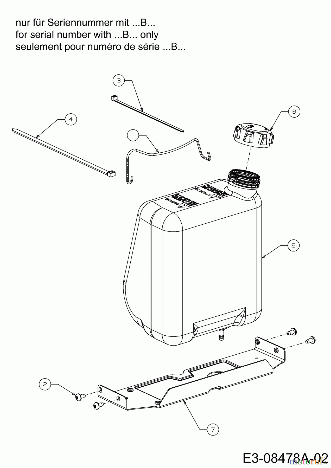  MTD Lawn tractors Optima LG 175 H 13TN79KG678  (2014) Battery holder, Fuel tank for serial number with ?B? only