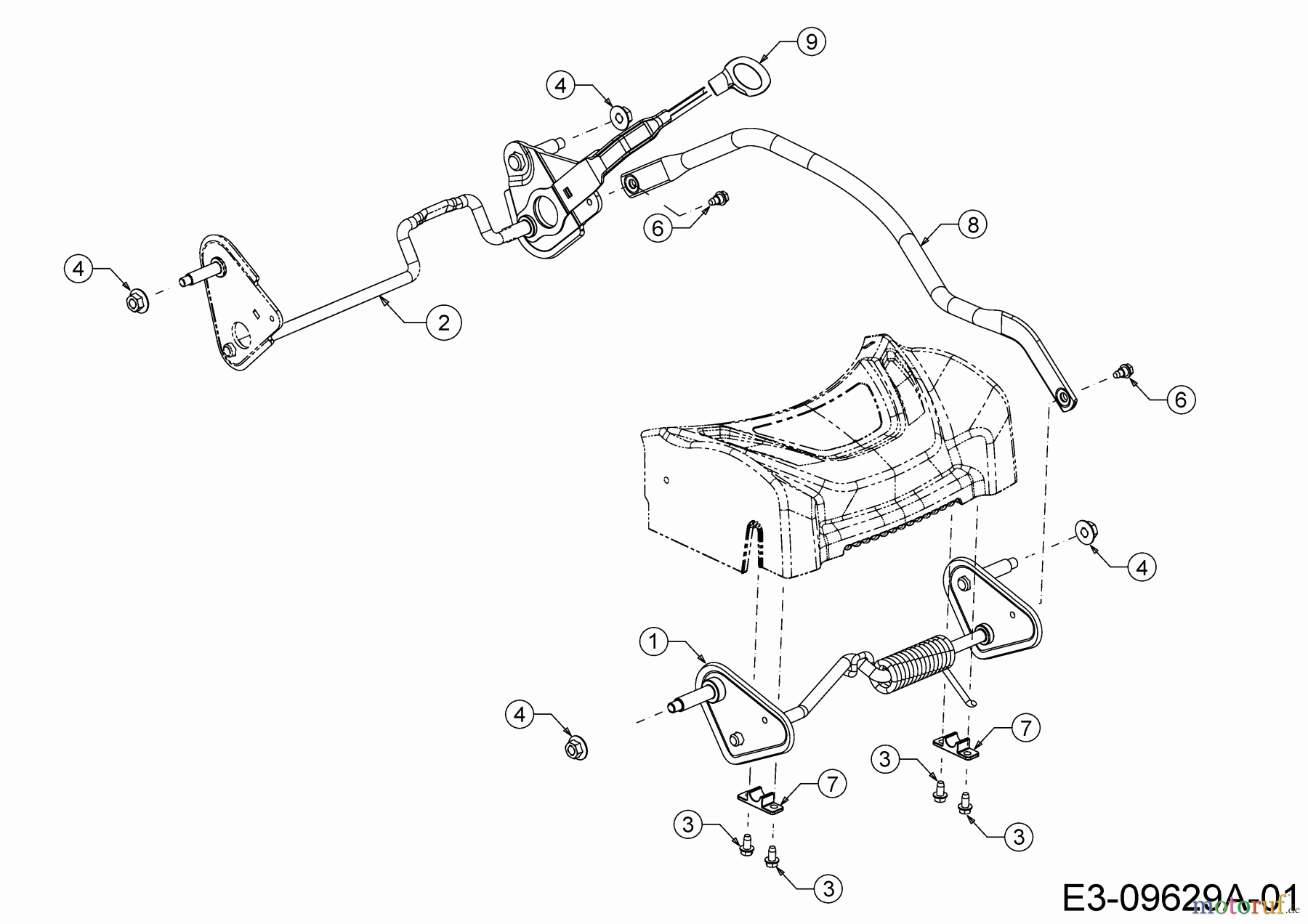 Mr.Gardener Tondeuse thermique tractée HW 53 BAV-IS 12AGPN7E629 (2020) Axes, Réglage hauteur