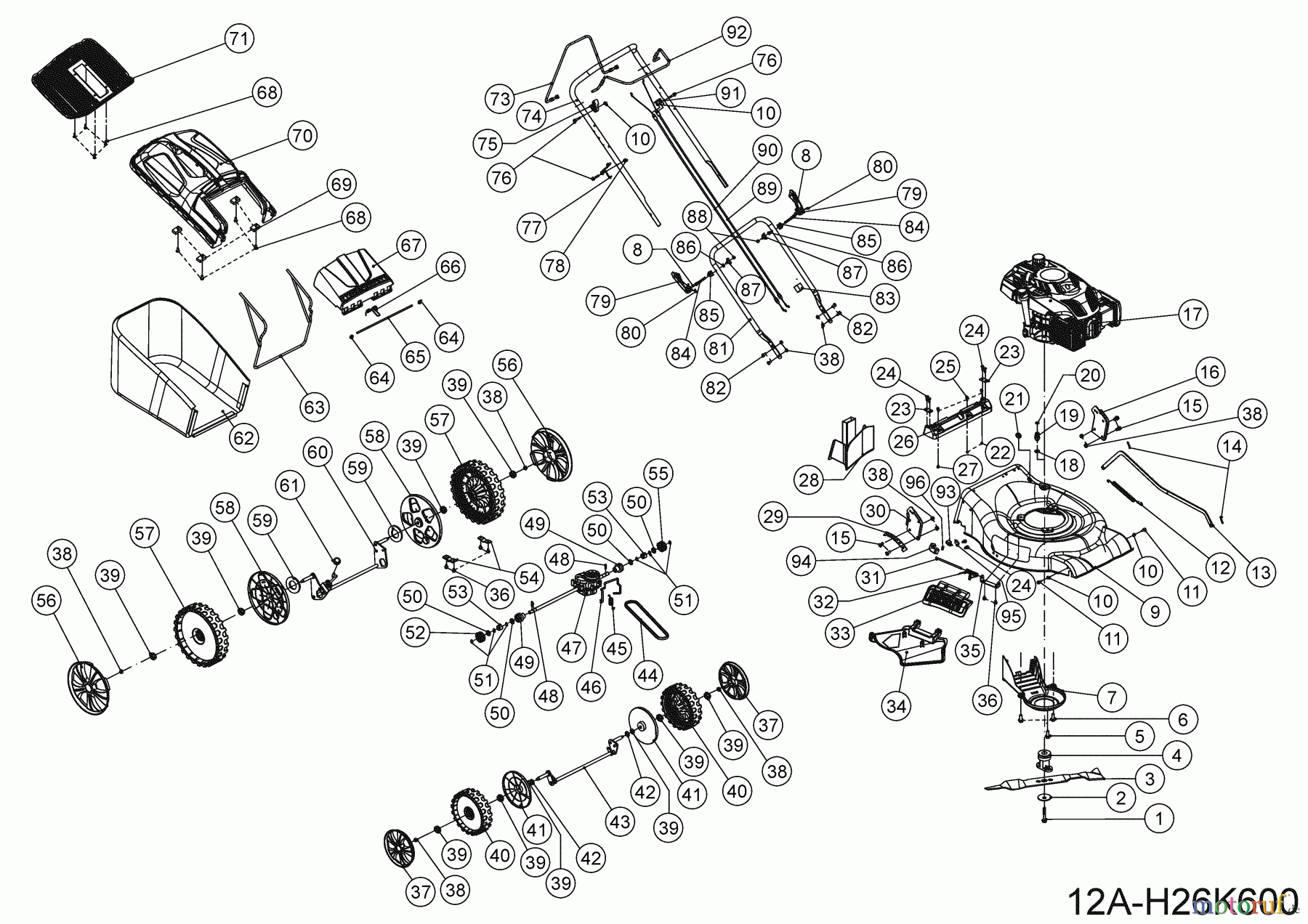 MTD Petrol mower self propelled Smart 53 SPBS 12A-H26K600 (2023) Basic machine