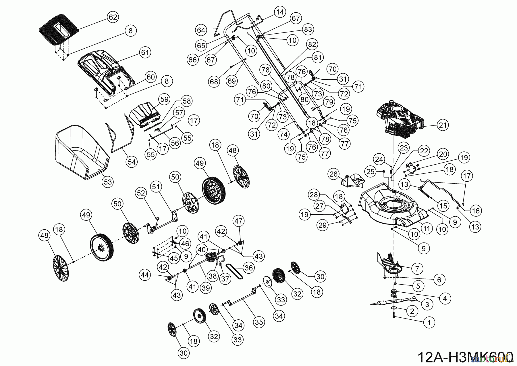 MTD Petrol mower self propelled Smart 46 SPO 12A-H3MK600 (2023) Basic machine