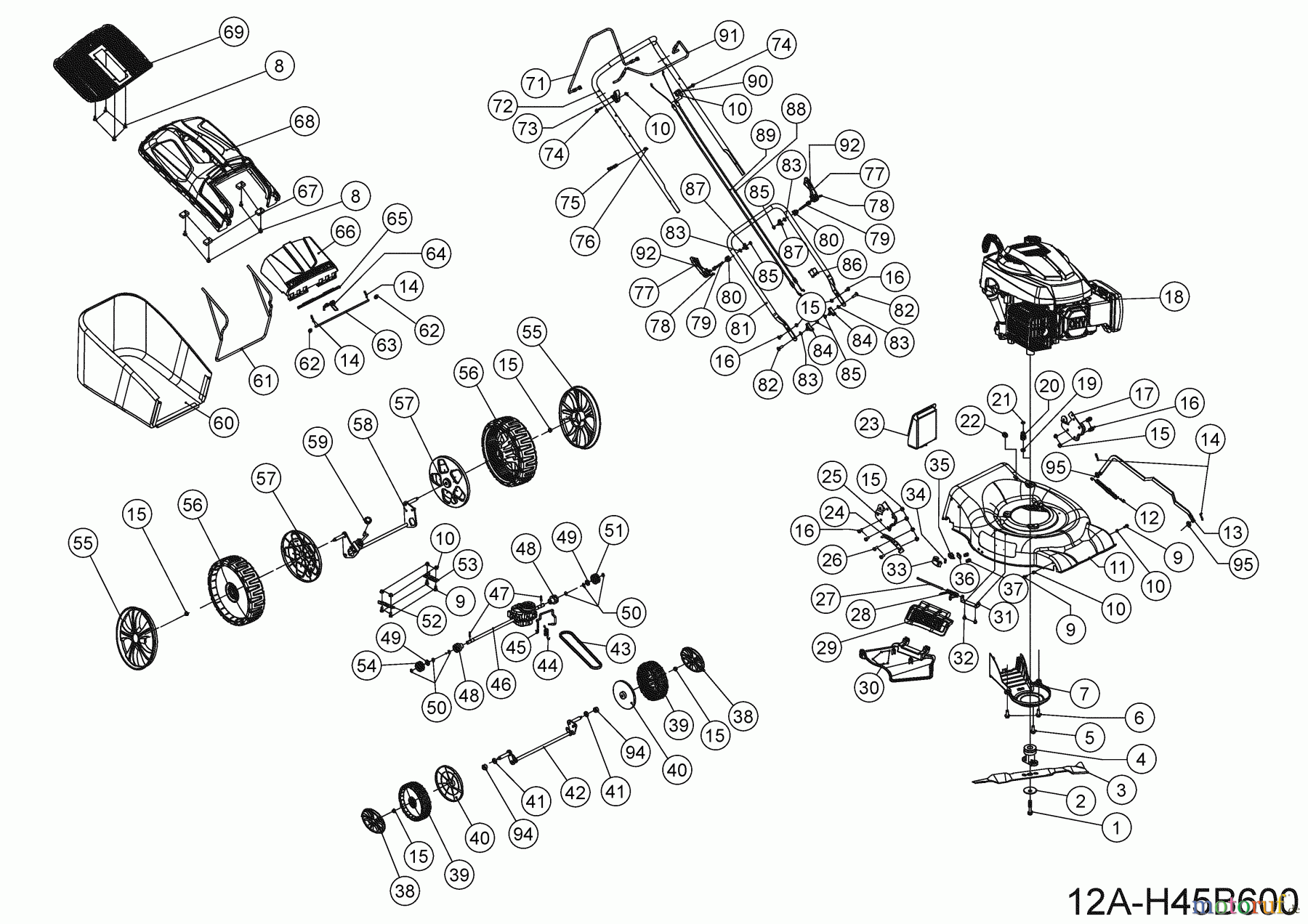 MTD Petrol mower self propelled Smart 46 SPBS 12A-H45B600 (2023) Basic machine