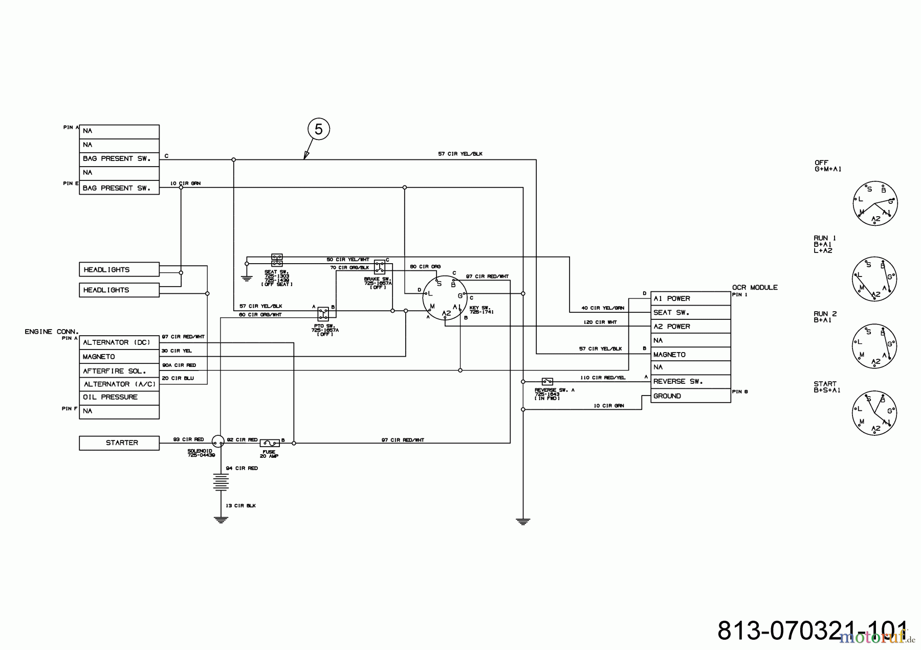  MTD Lawn tractors Optima LN 200 H 13JT71KN678 (2021) Wiring diagram