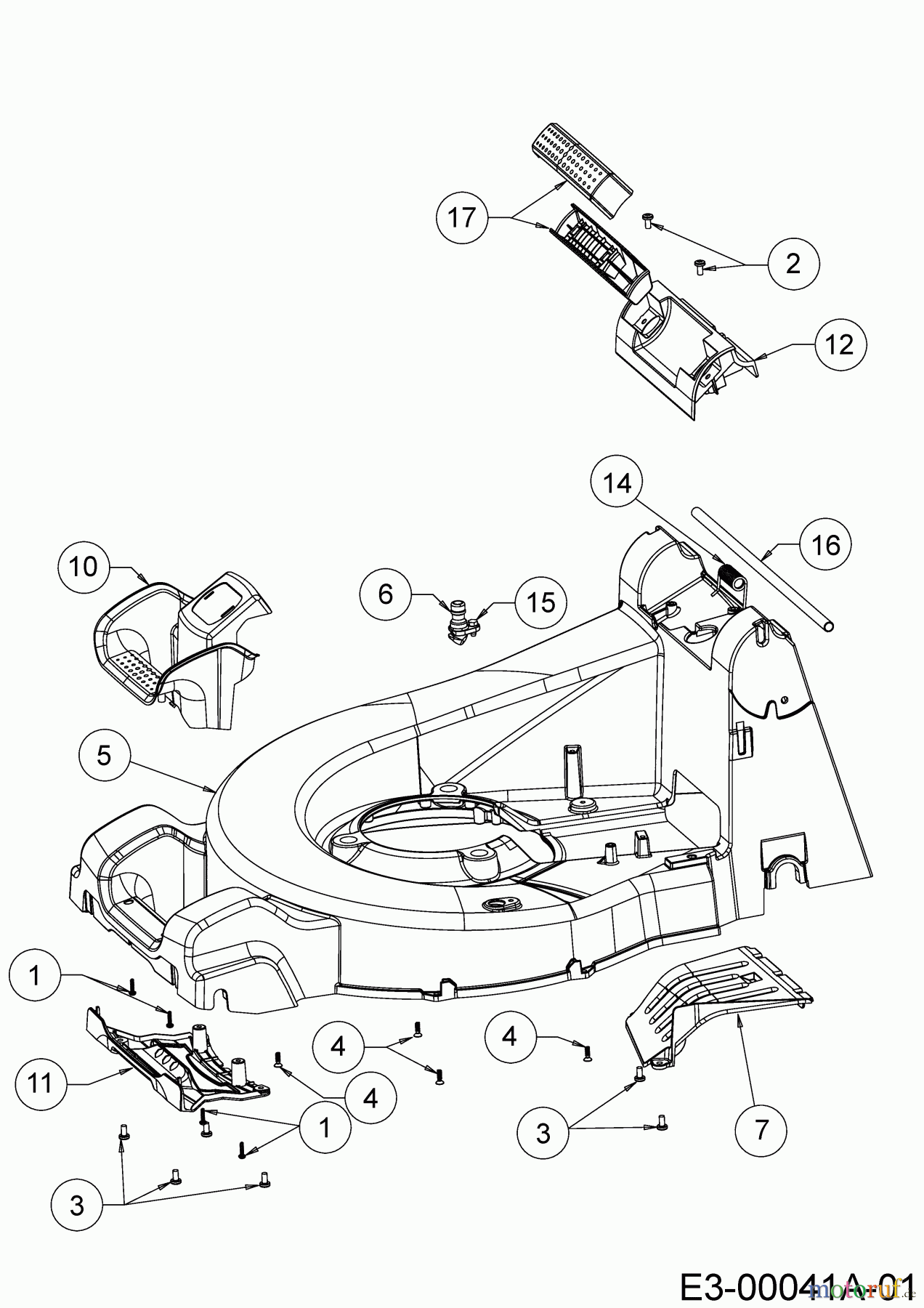 Cub Cadet Petrol mower self propelled XM2 ER53E 12ARZA9A603 (2020) Rear baffle, Deck housing, Rod for rear flap, Side cover panels