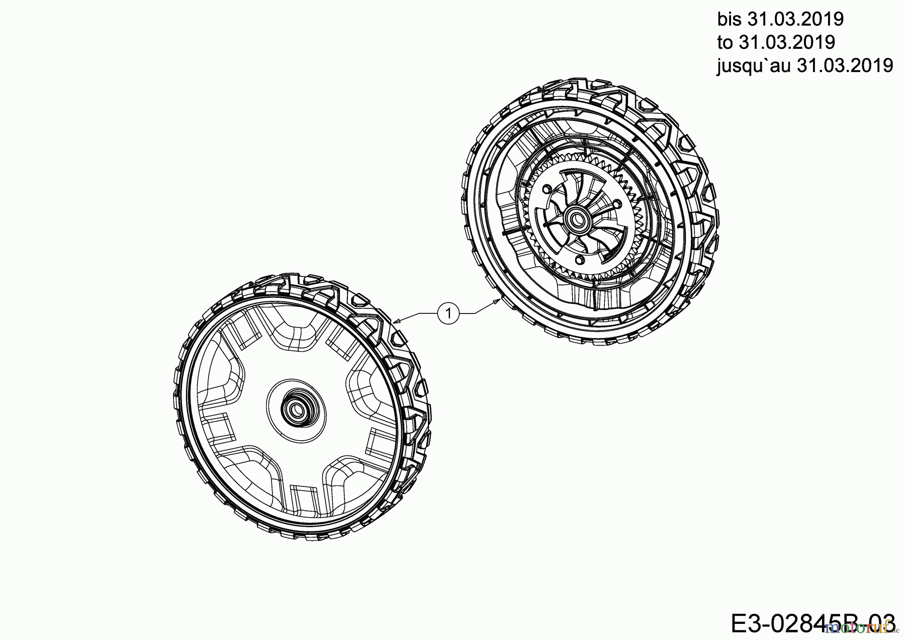 Cub Cadet Petrol mower self propelled LM3 CR46S 12BBTV5E603 (2019) Drive wheel to 31.03.2019