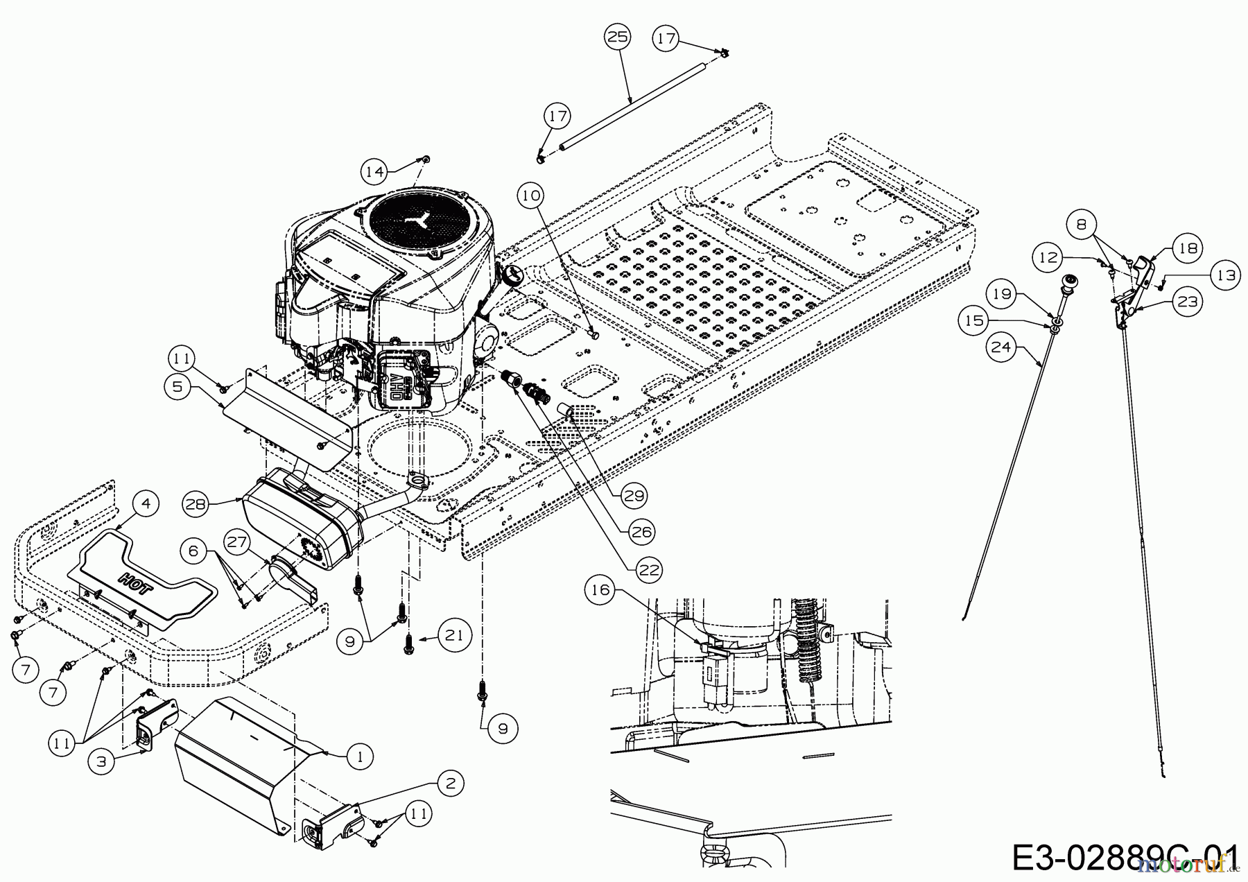 Cub Cadet Zero Turn XZ2 107 17CICBDS603 (2019) Choke- and throttle control, Engine accessories