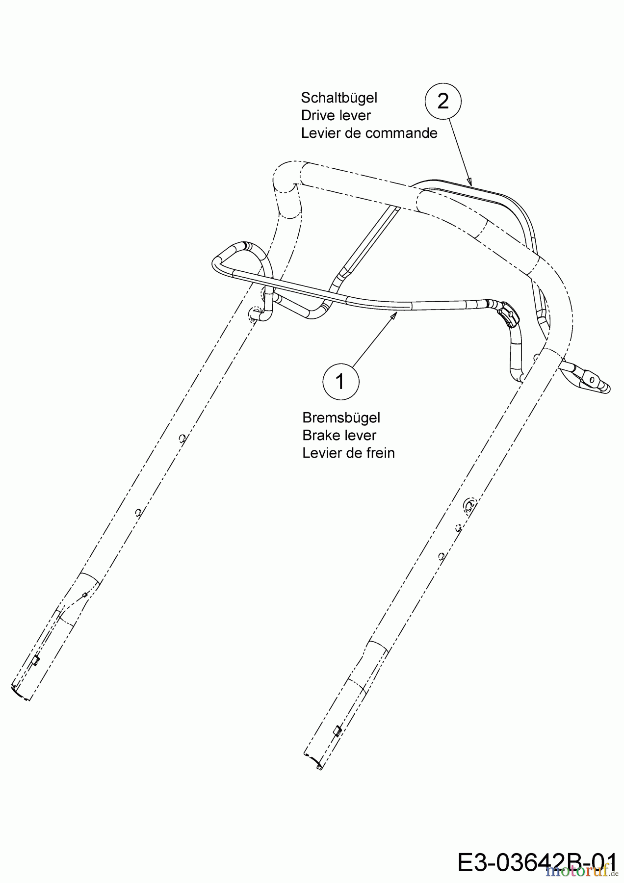 Cub Cadet Petrol mower self propelled LM1 CR46 12A-TQ5C603 (2018) Brake lever, Drive lever