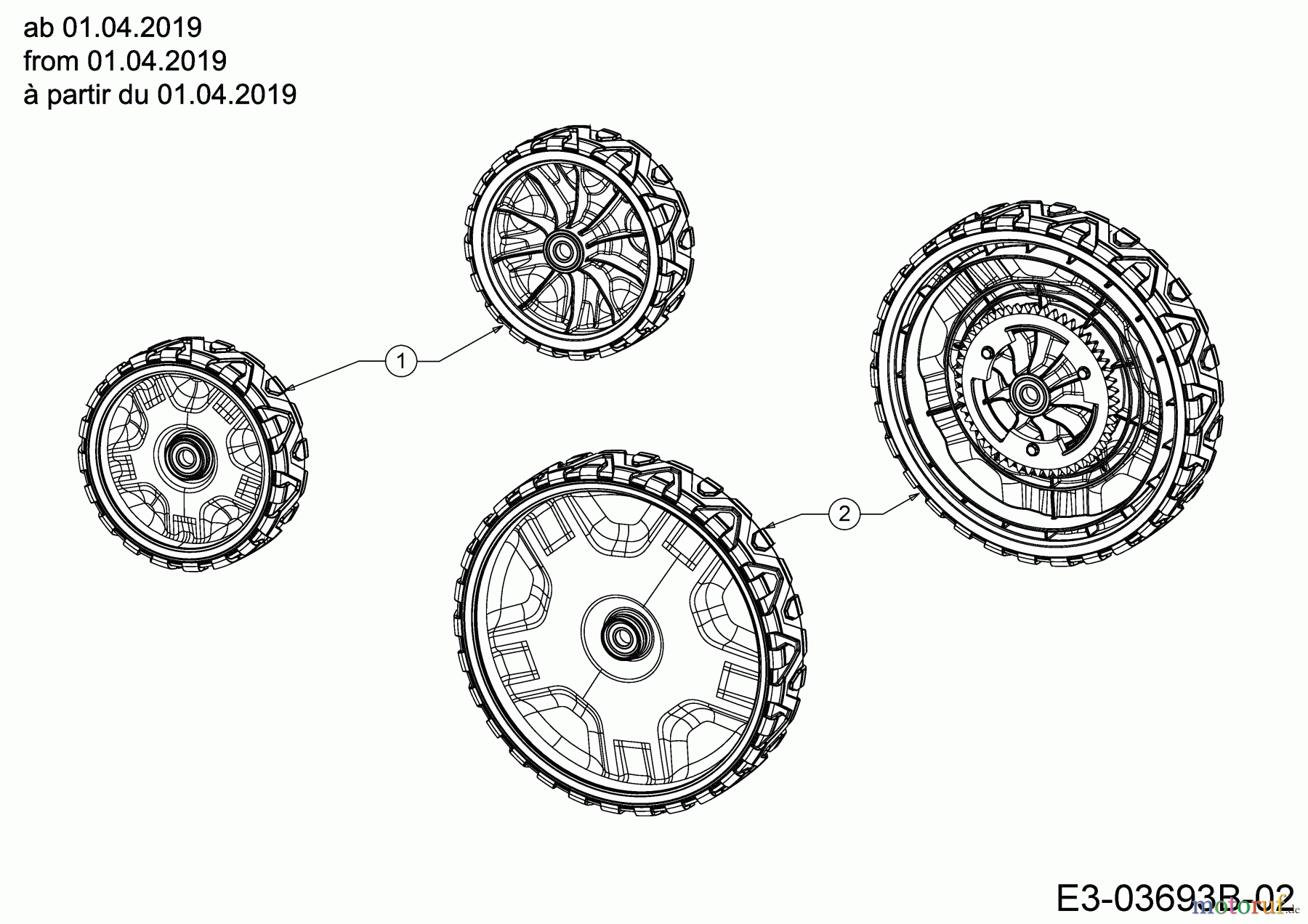 Cub Cadet Petrol mower self propelled LM3 DR53ES 12CCPVS7603 (2019) Wheels from 01.04.2019
