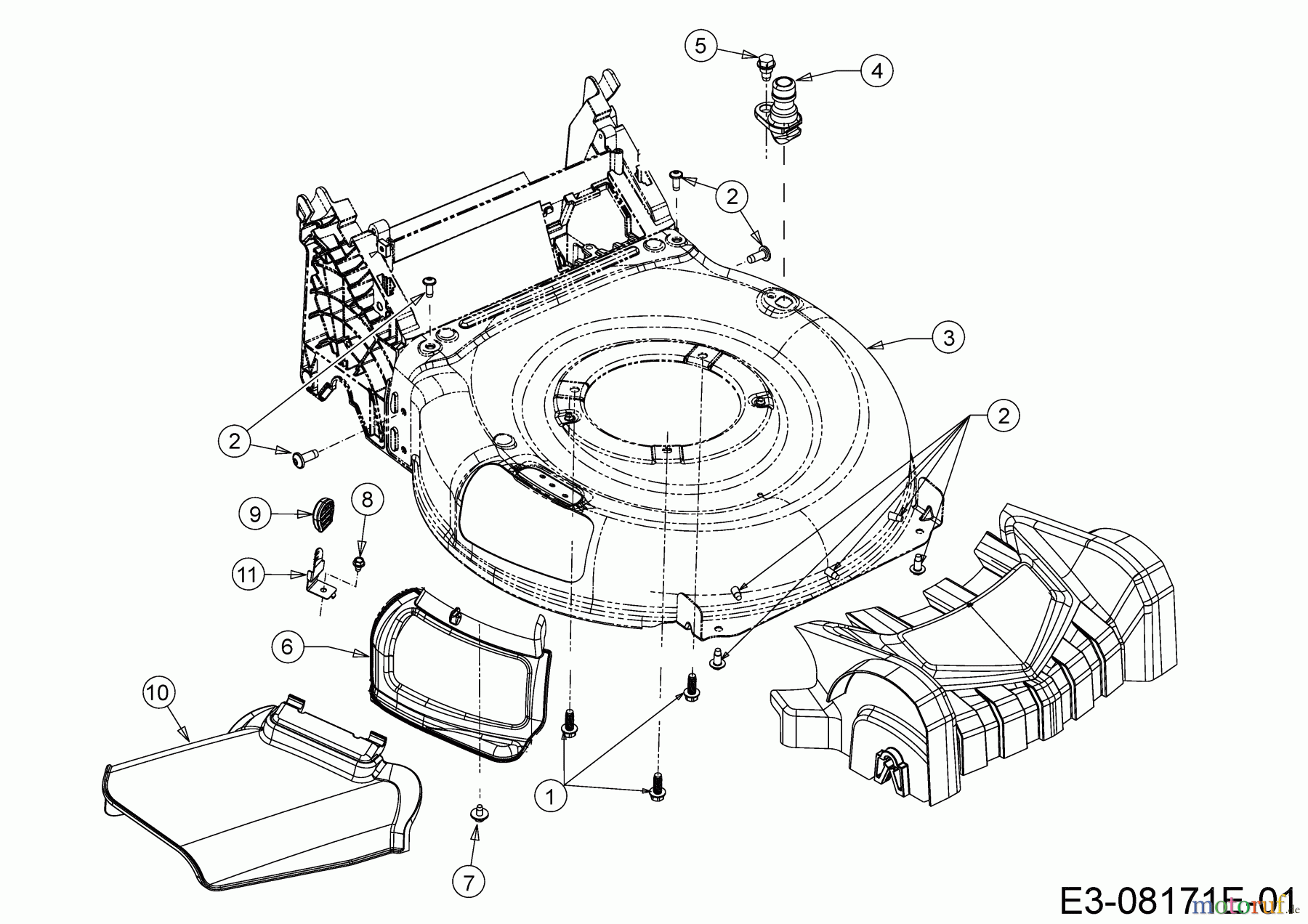 Cub Cadet Petrol mower self propelled LM3 CRC46S 12ABTVSC603 (2020) Deflector, Deck housing, Mulching flap, Washer nozzle