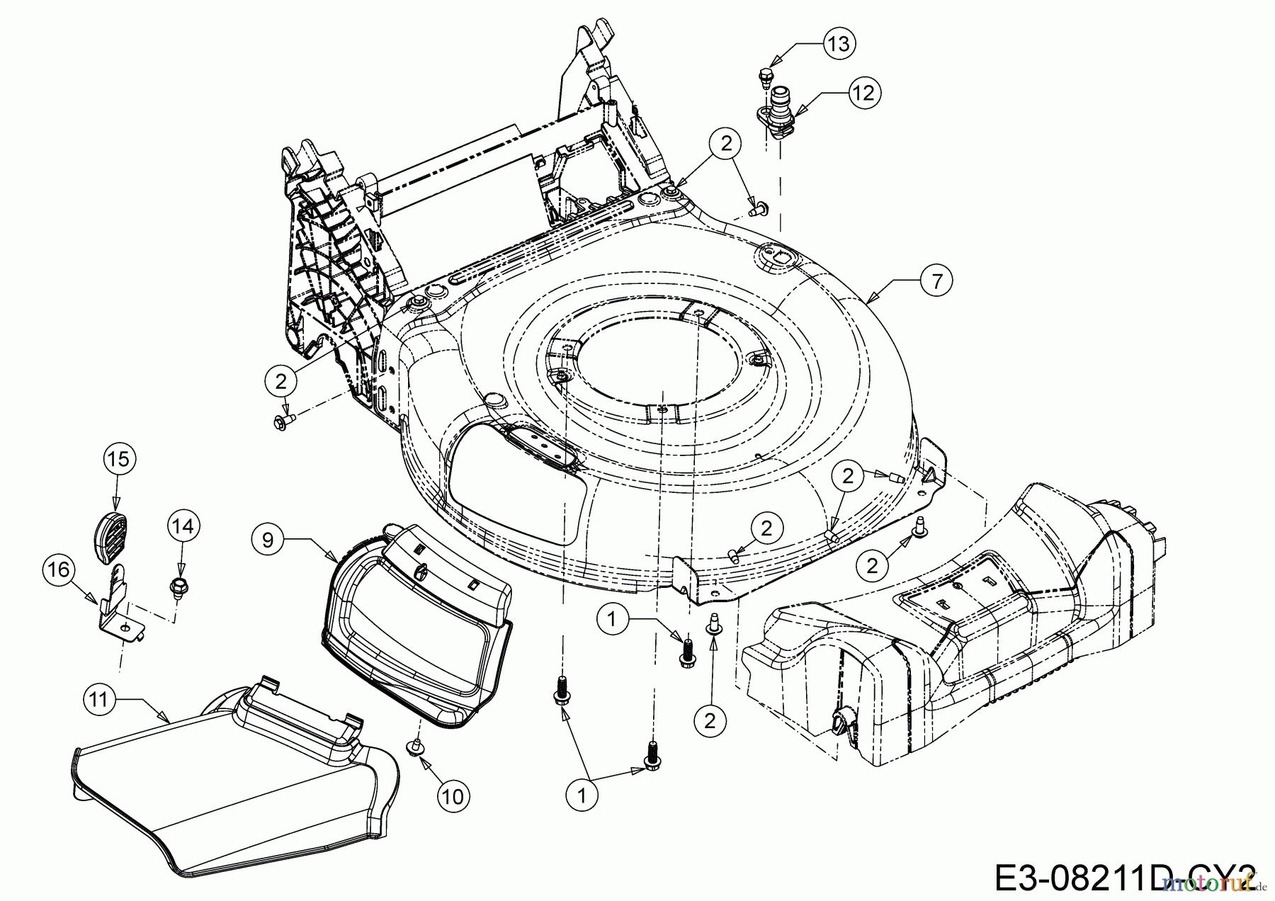  Cub Cadet Petrol mower self propelled LM2 DR53 12D-PRKC603 (2019) Deflector, Deck housing, Mulching flap, Washer nozzle