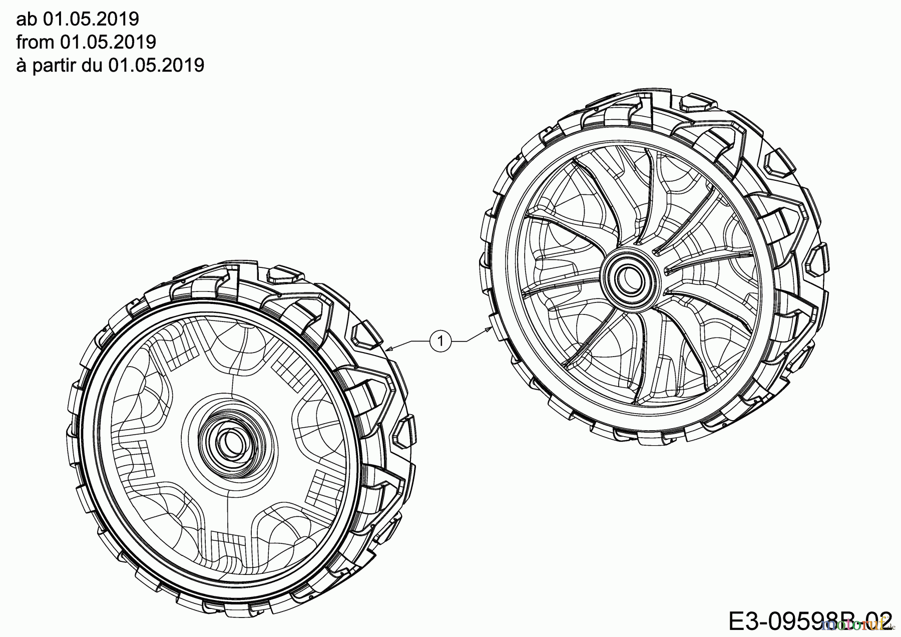 Cub Cadet Petrol mower self propelled LM2 DR46ES 12CCTQS7603 (2020) Front Wheels from 01.05.2019