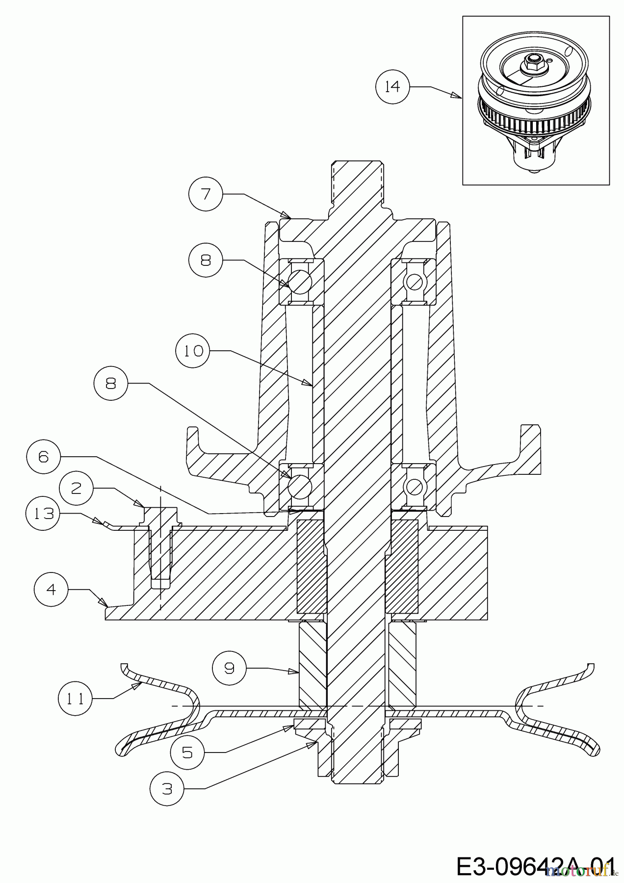 Cub Cadet Petrol mower self propelled XM3 KR84ES 12AE764U603 (2020) Spindle 618-04438C