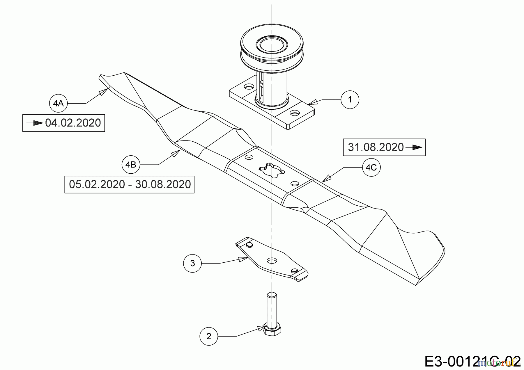 Cub Cadet Petrol mower self propelled LM1 CR53 12D-PQSC603 (2023) Blade, Blade adapter