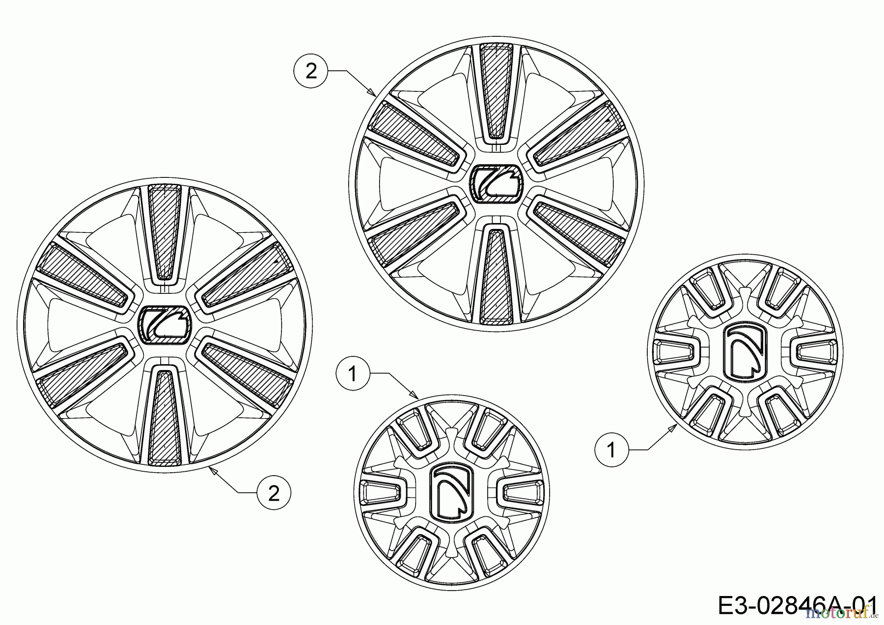  Cub Cadet Petrol mower self propelled LM3 CRC46S 12DBTVSC603 (2023) Hub caps