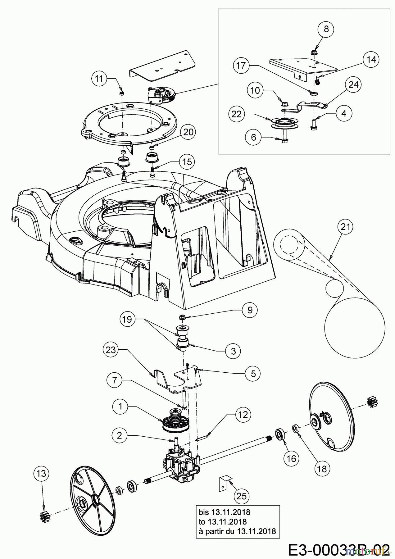 Wolf-Garten Petrol mower self propelled OMEGA2 46 W ES SP 12ACYAS7650 (2019) Gearbox, Belt, Variator