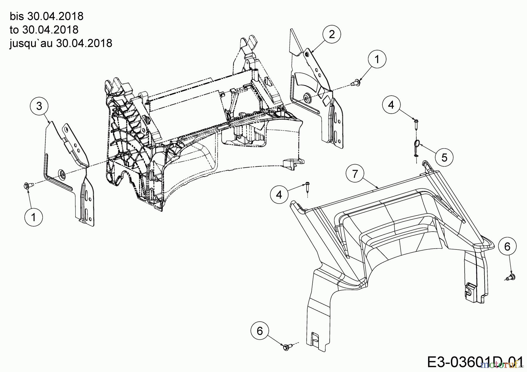 Wolf-Garten Tondeuse thermique tractée A 4600 A 12A-TOSC650 (2018) Couvercle de protection arrière jusqu`au 30.04.2018