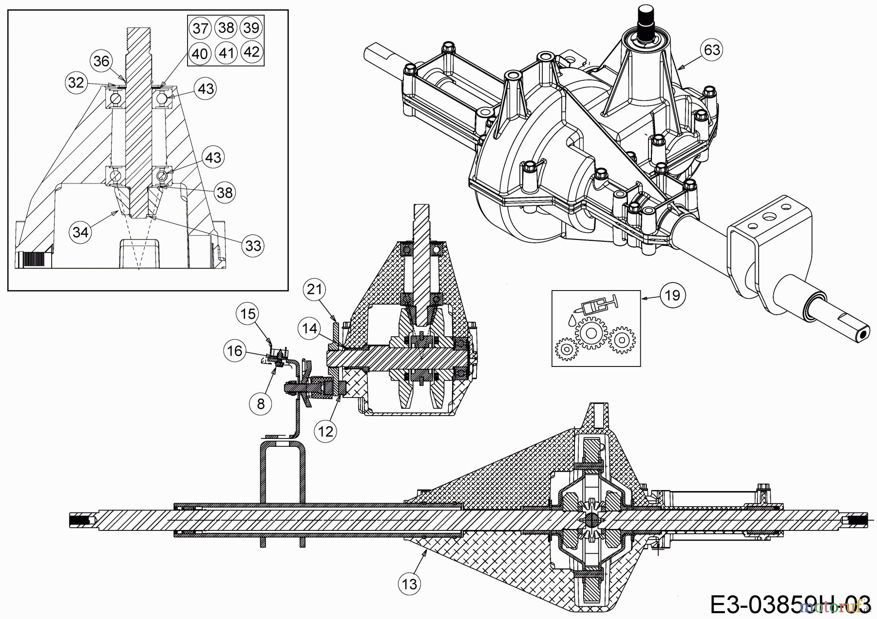 Wolf-Garten Lawn tractors 92.130 T 13A776WE650 (2020) Gearbox 1