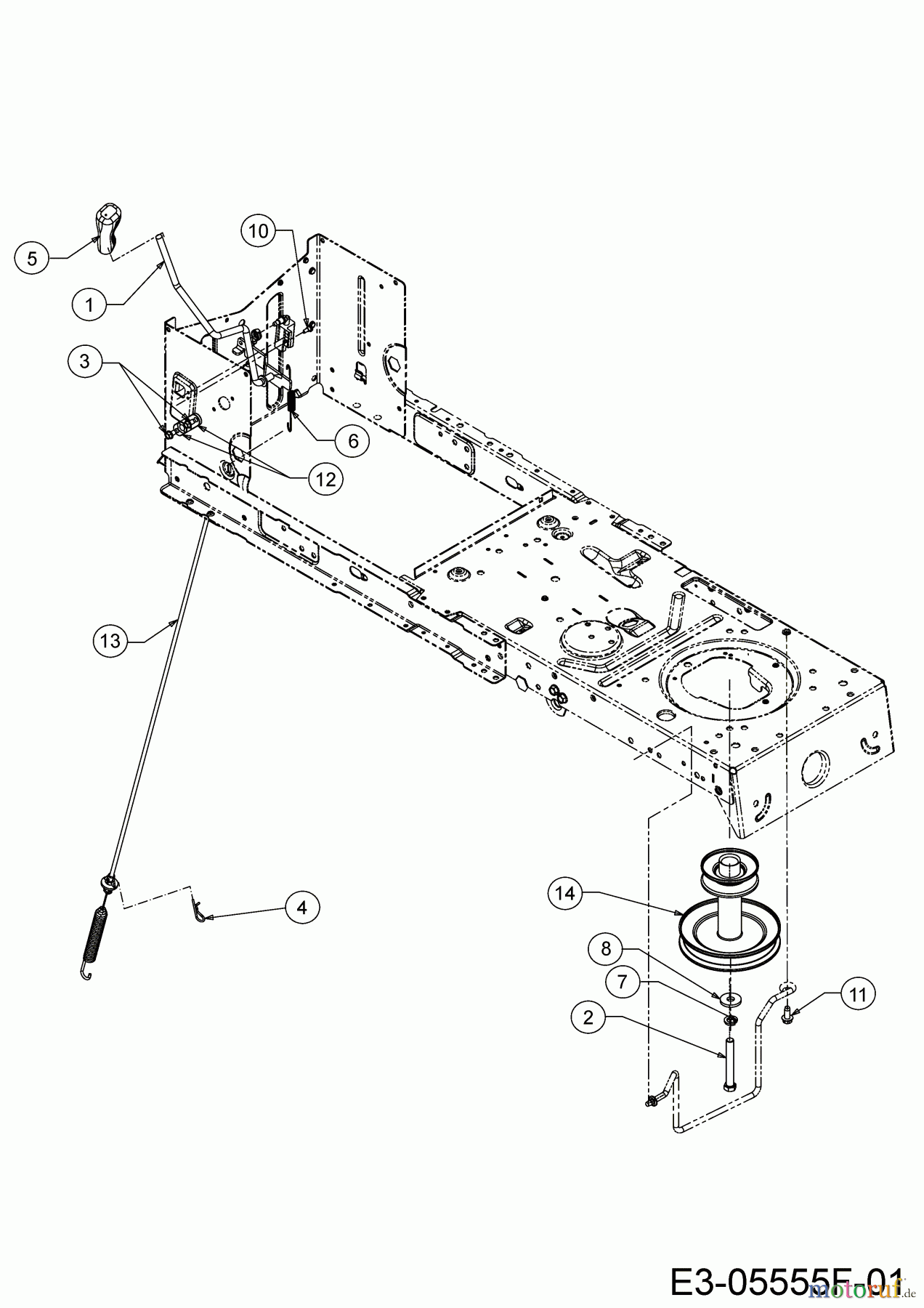  Wolf-Garten Lawn tractors E 13/96 T 13AB765F650  (2019) Deck engagement, Engine pulley