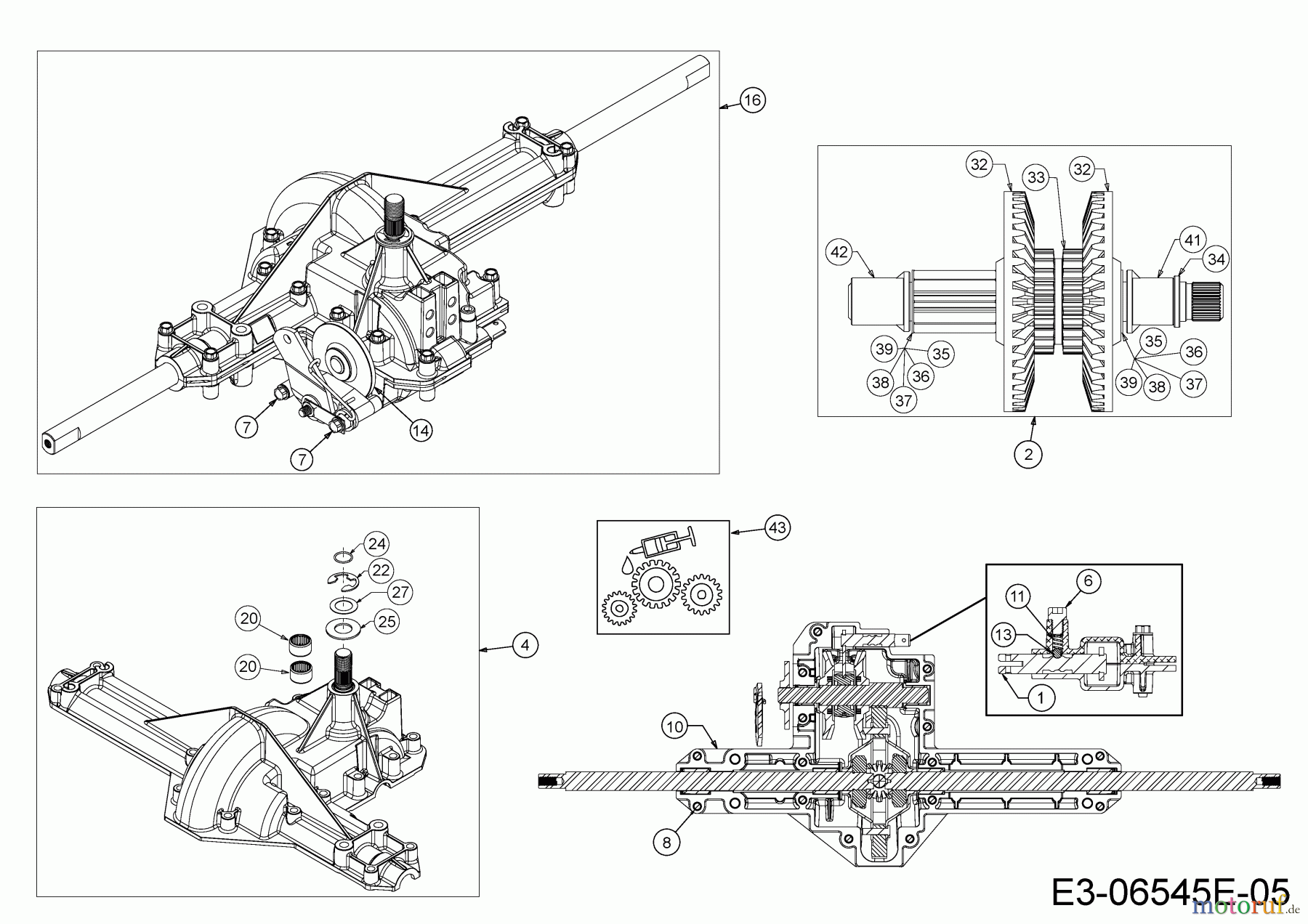  Wolf-Garten Lawn tractors E 13/96 T 13H2765F650  (2017) Gearbox 618-04566B