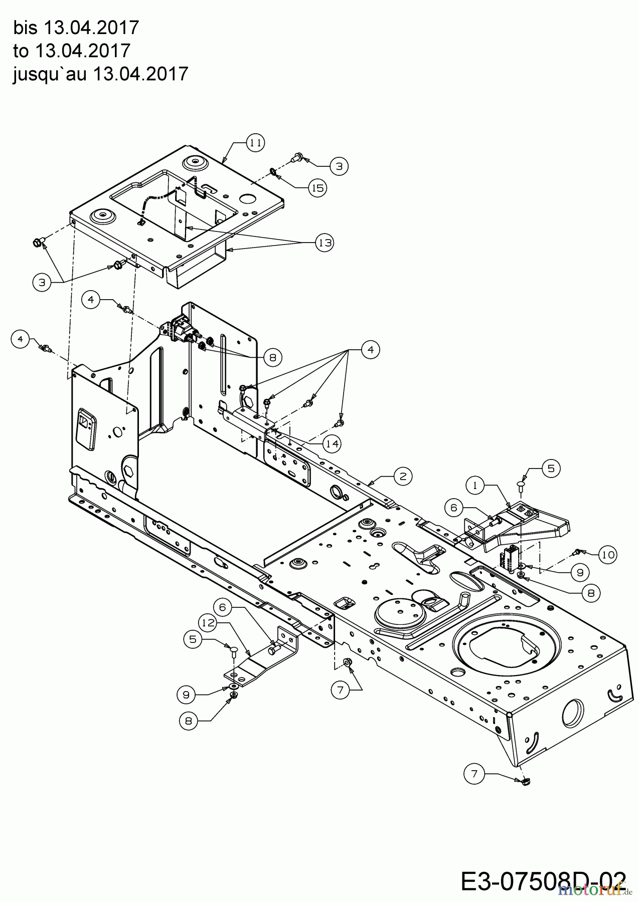 Wolf-Garten Lawn tractors E 13/96 T 13H2765F650 (2017) Frame to 13.04.2017