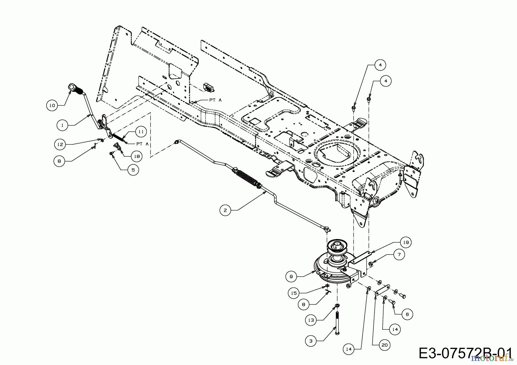 Wolf-Garten Lawn tractors Expert 92.155 A 13HD90WE650 (2014) Deck engagement, Engine pulley