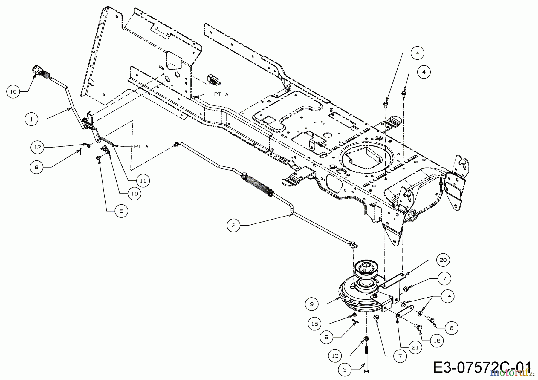  Wolf-Garten Lawn tractors Expert 105.165 A 13HN90WN650  (2015) Deck engagement, Engine pulley