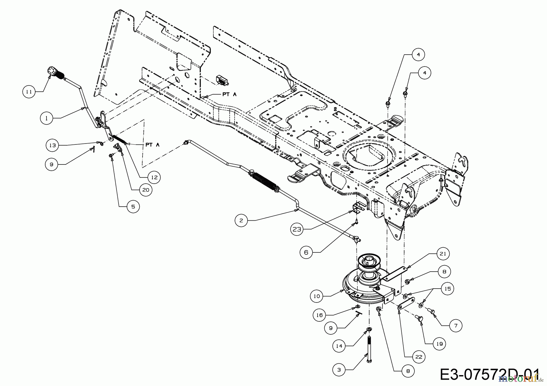Wolf-Garten Lawn tractors Expert 92.165 A 13HN90WE650 (2016) Deck engagement, Engine pulley