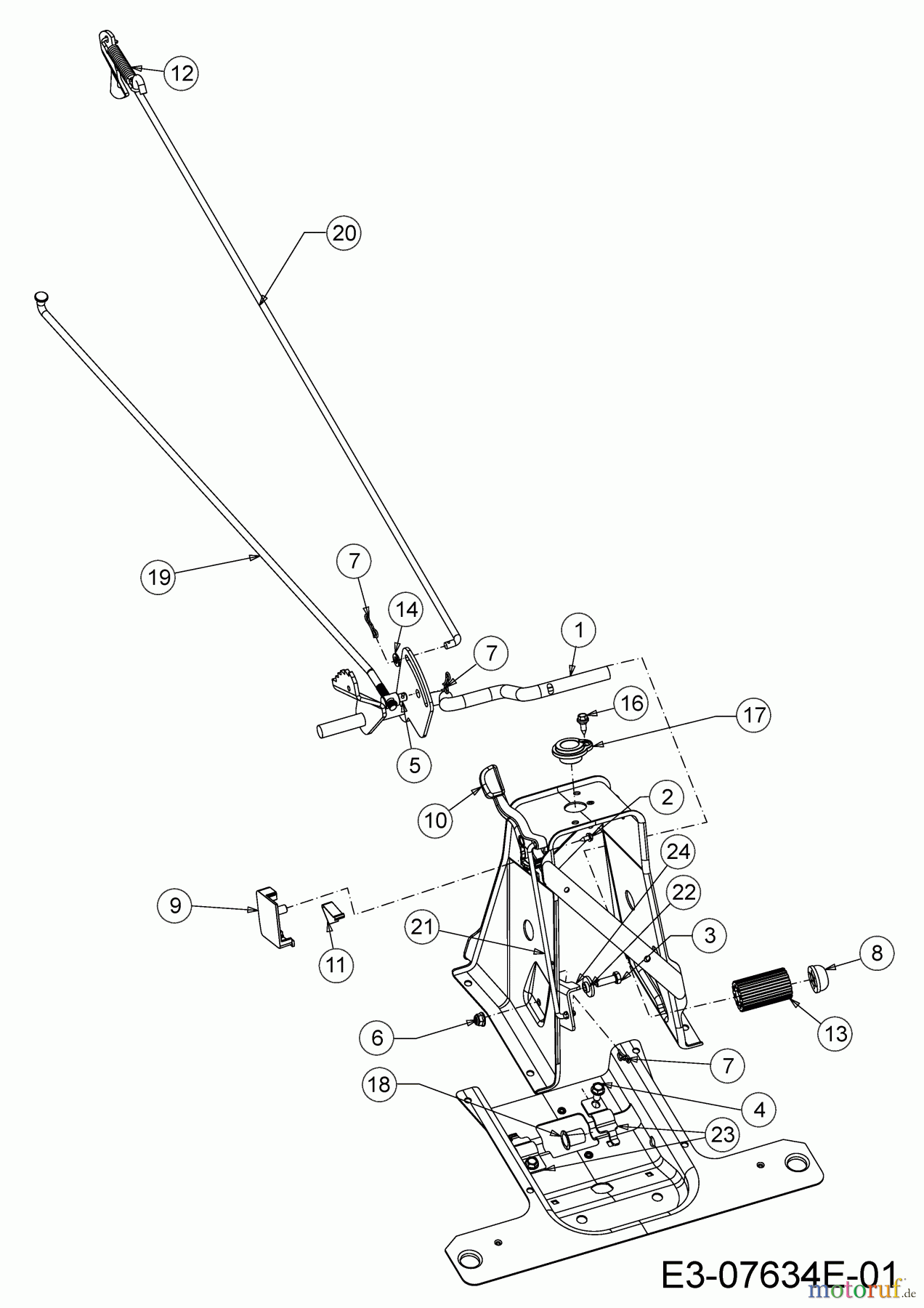  Wolf-Garten Lawn tractors Scooter Pro 13C226HD650  (2020) Brake rod, Contriol rod, Pedal