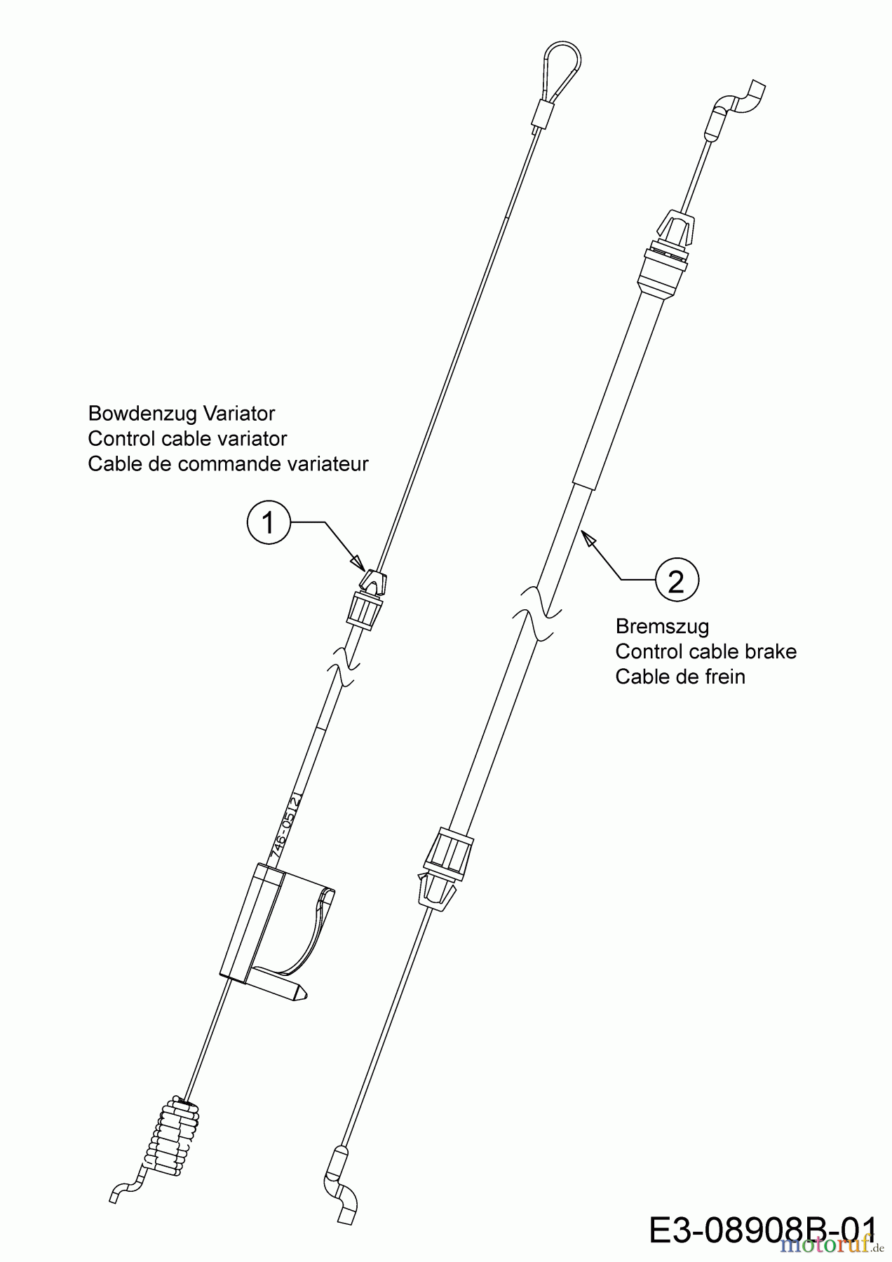  Wolf-Garten Petrol mower self propelled A 460 ASPHW 12AWTV5E650 (2020) Control cable variator, Control cable brake