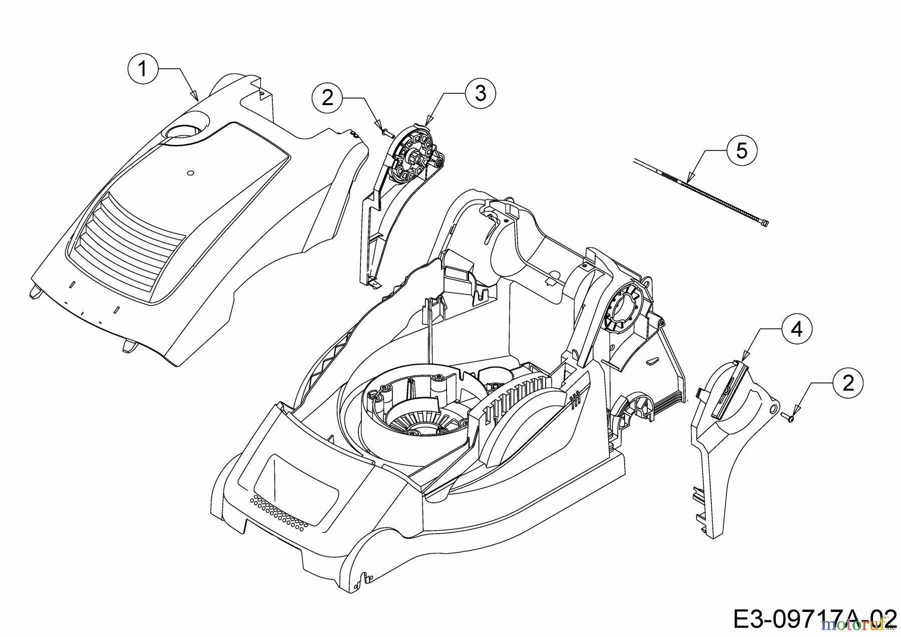 Wolf-Garten Electric mower self propelled Expert 40 EA 18CRH1K-650 (2019) Cover sideways, Motor hood