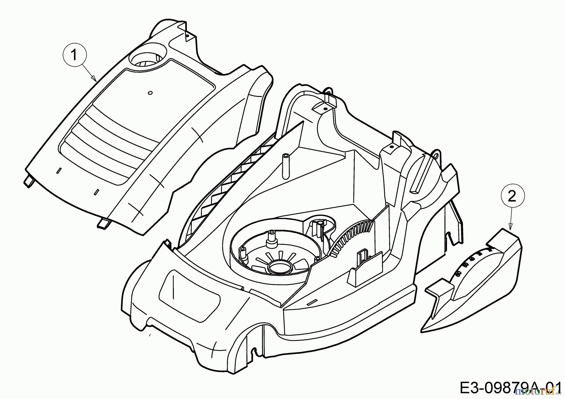 Wolf-Garten Electric mower Expert 34 E 18BWF1S-650 (2015) Cover sideways, Motor hood