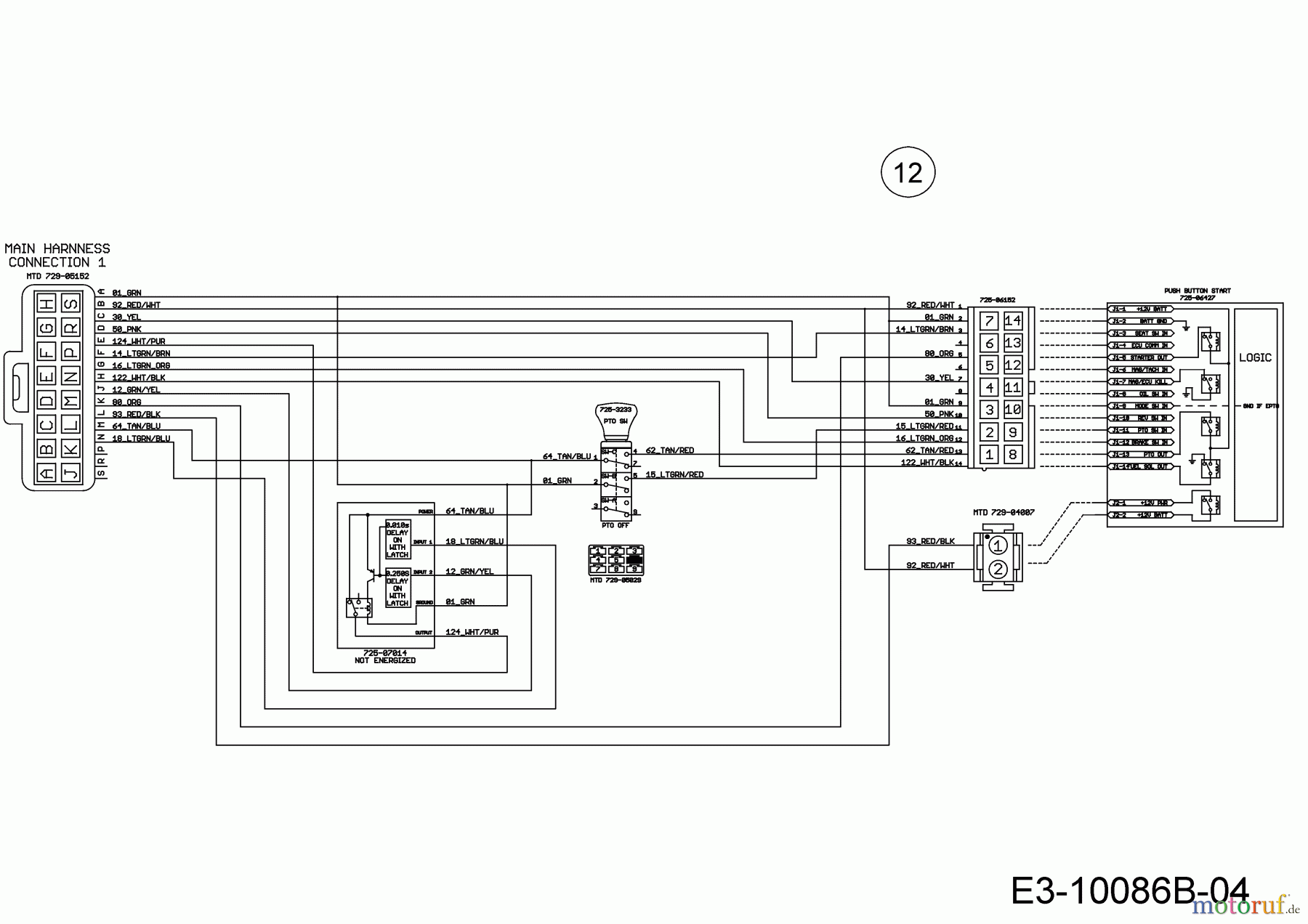  Wolf-Garten Lawn tractors 106.220 H 13BAA1VR650  (2020) Wiring diagram electric clutch