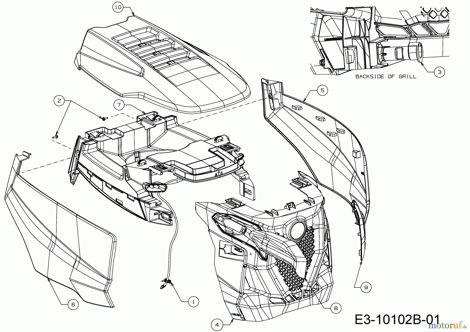  Wolf-Garten Lawn tractors 95.165 H 13CDA1VB650  (2018) Engine hood Wolf-Style