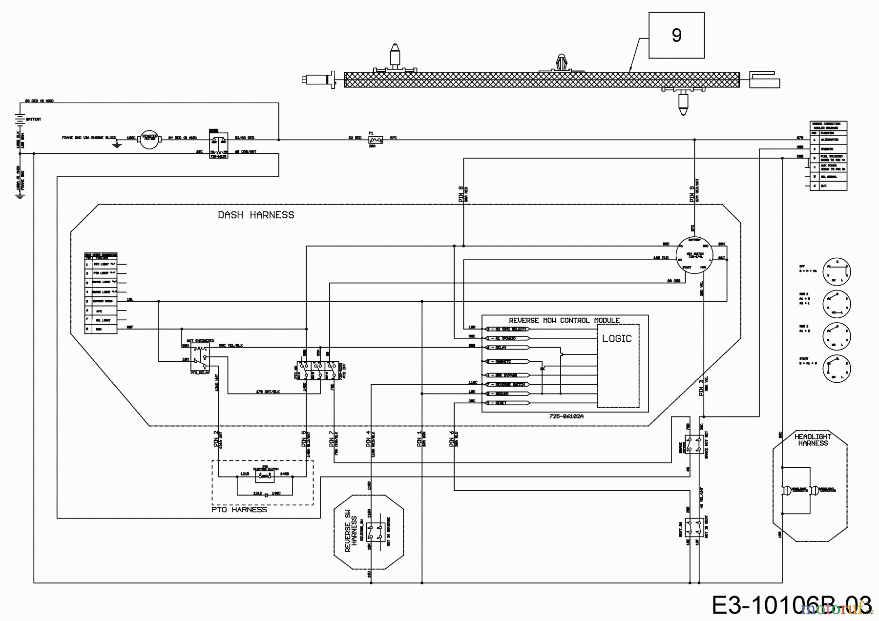 Wolf-Garten Rasentraktoren 106.185 H 13CLA1VR650 (2020) Schaltplan Elektromagnetkupplung