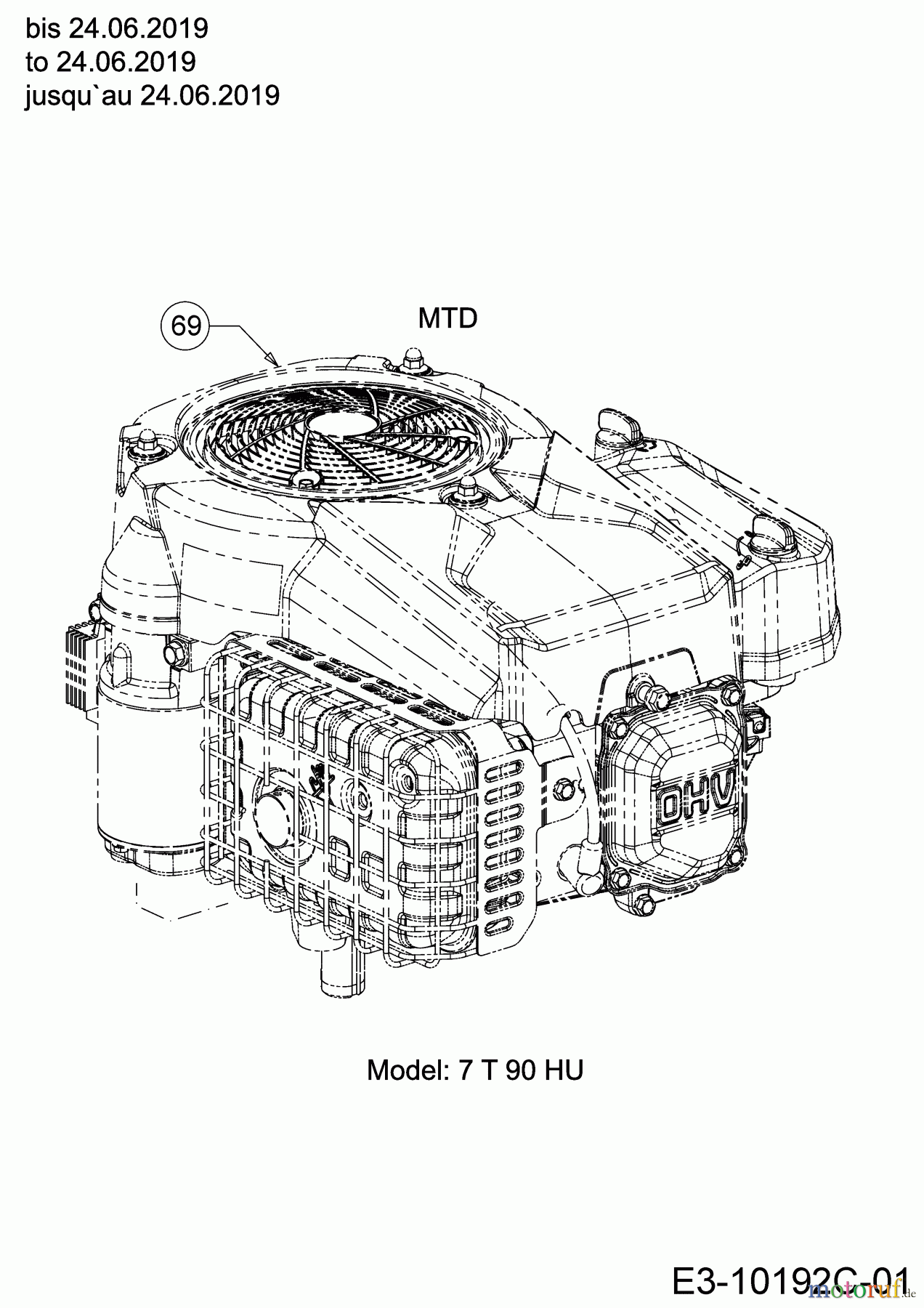  Wolf-Garten Lawn tractors E 13/92 H 13AB715E650  (2019) Engine MTD