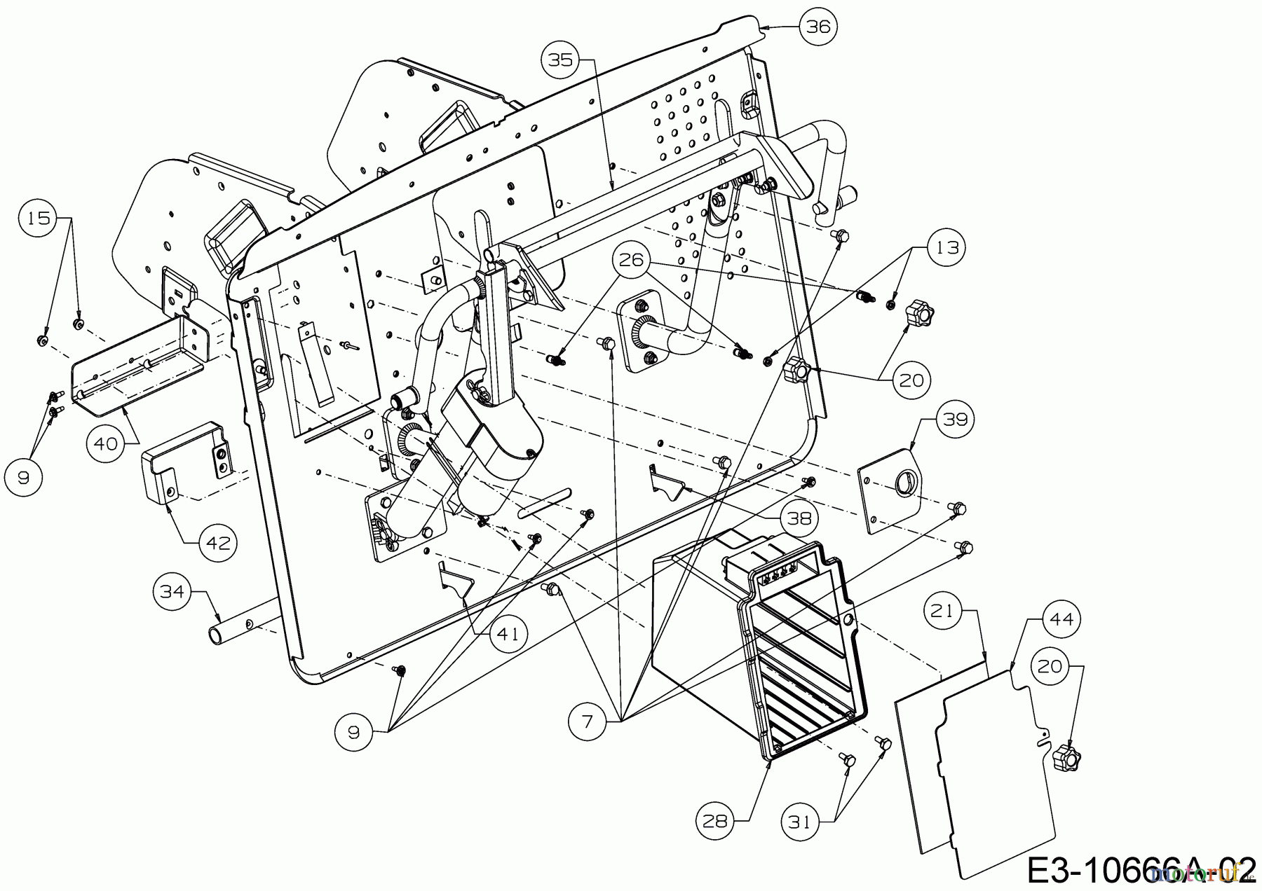  Wolf-Garten Lawn tractors 106.220 H 13BAA1VR650  (2018) Battery box, Rear discharge panel