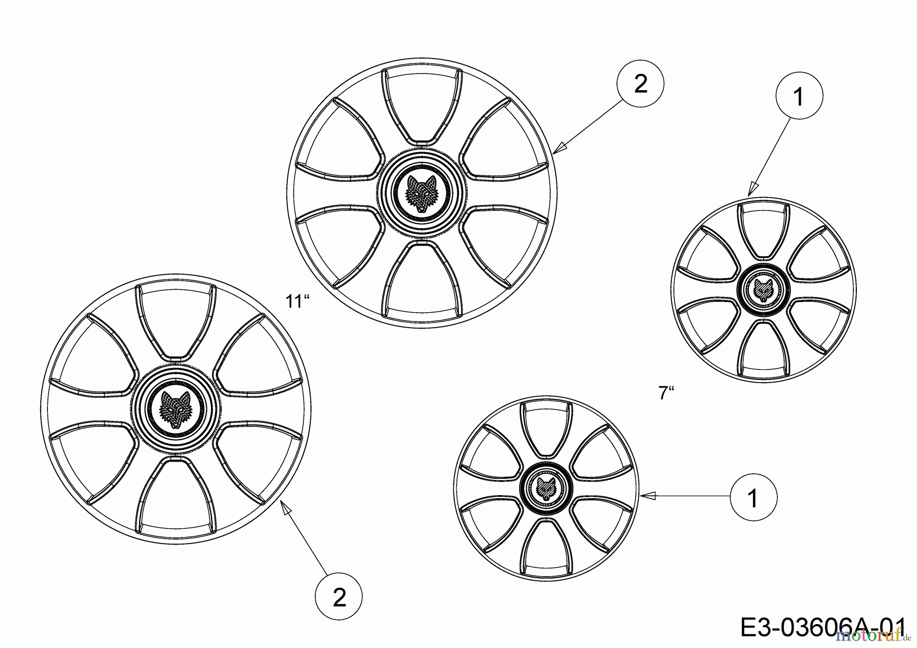  Wolf-Garten Petrol mower self propelled A 460 ASPHW 12DWTV5E650 (2022) Hub caps