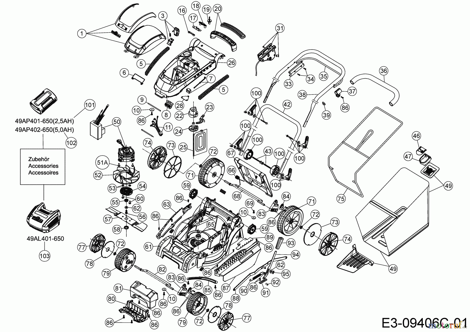  Wolf-Garten Battery mower LYCOS 40/370 M 18AKHJ53650 (2021) Basic machine