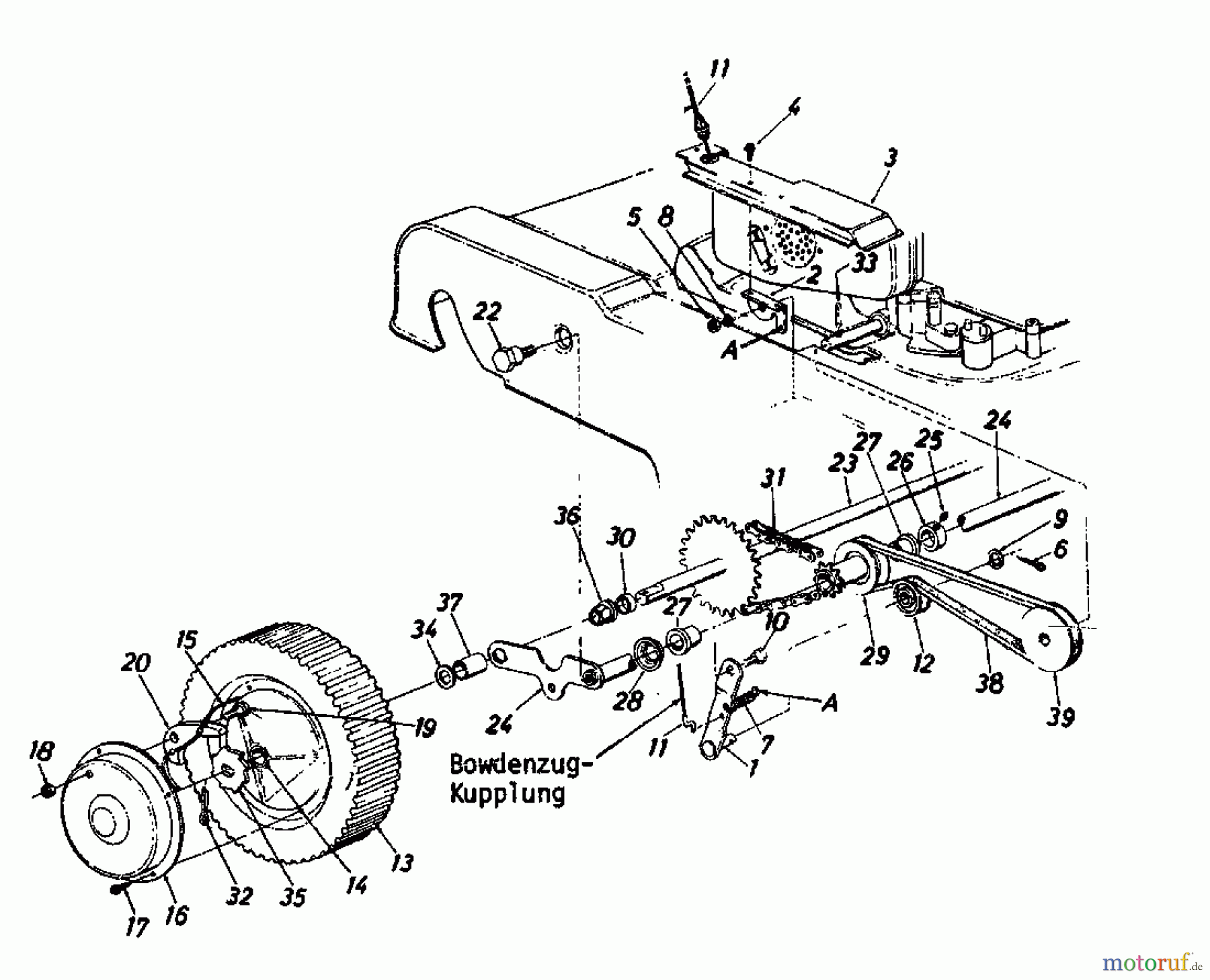  MTD Petrol mower self propelled DELUXE 53 SSL 125-2980  (1985) Drive system, Wheels