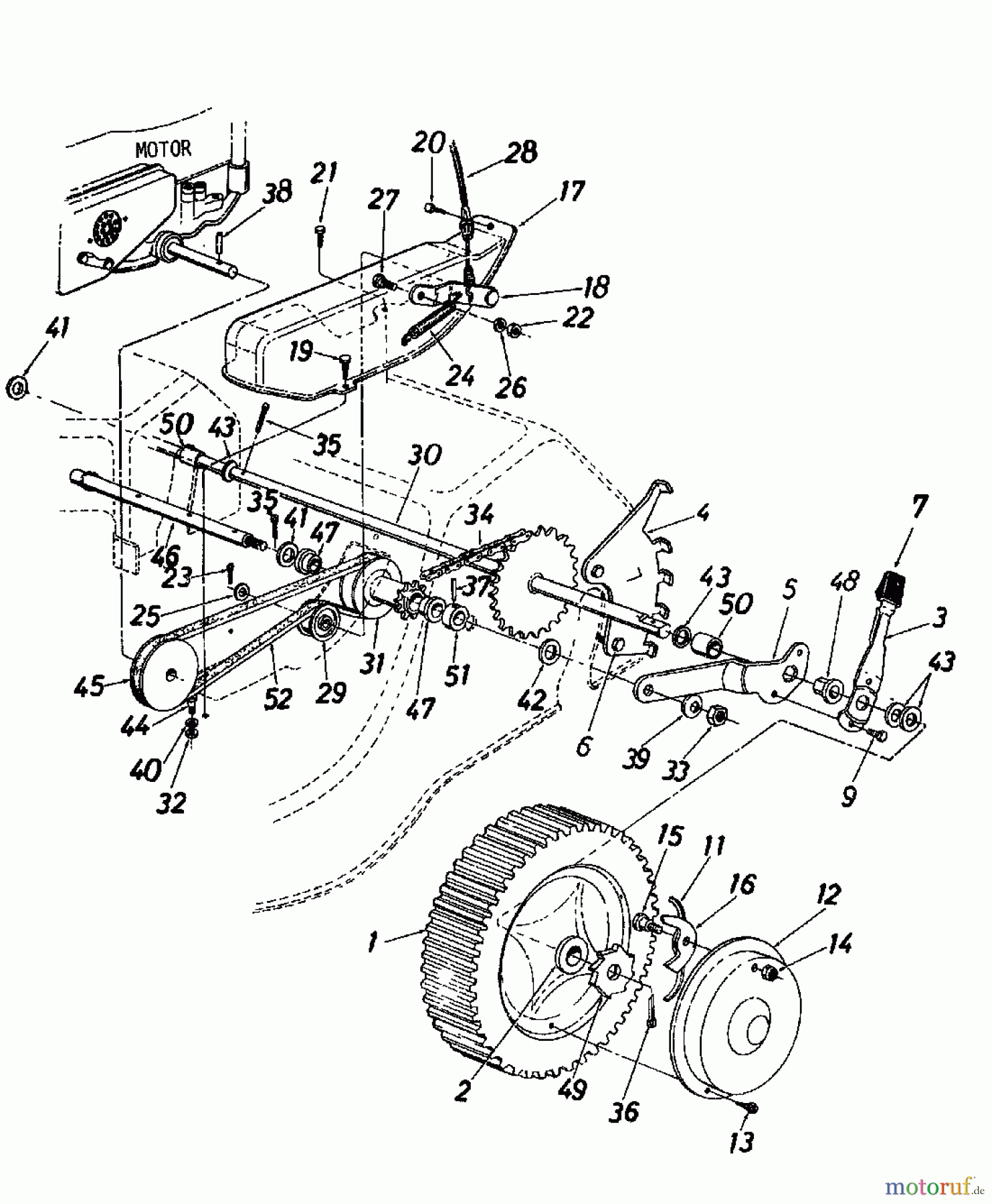  Columbia Petrol mower self propelled RD 51 SSL 127-3590  (1987) Drive system, Wheels