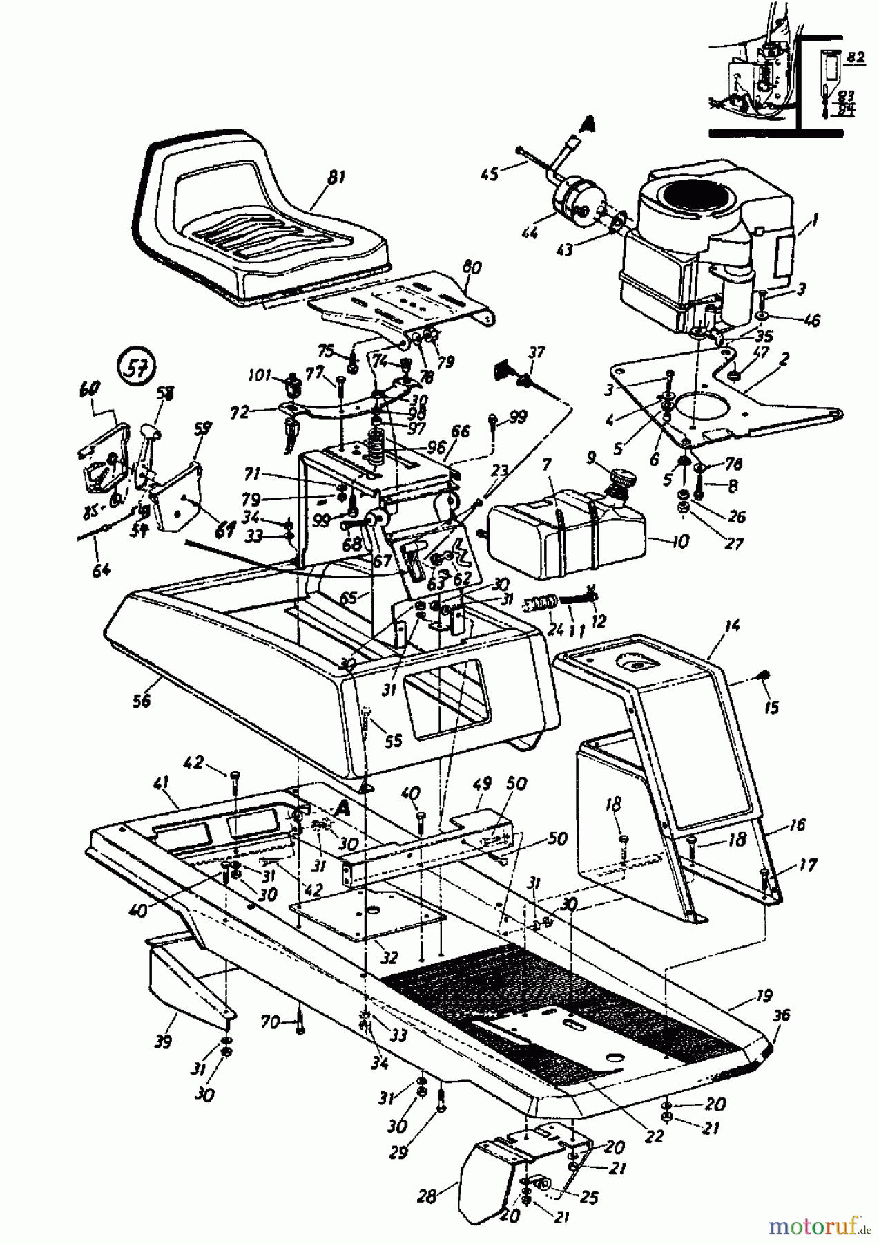 MTD Lawn tractors 8/66 130-510A (1990) Frame, Seat, Fender
