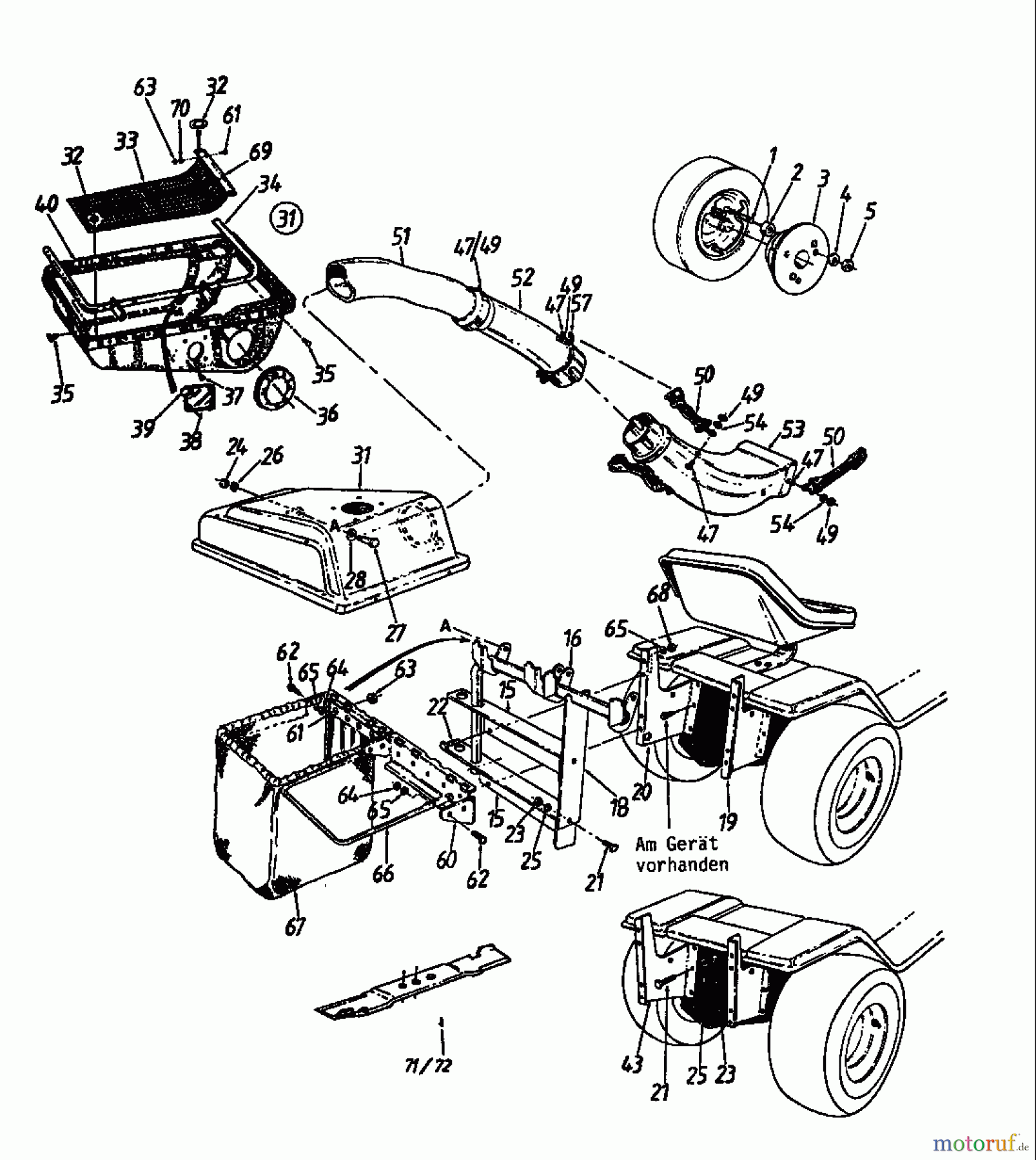 MTD Zubehör Zubehör Garten- und Rasentraktoren Grasfangvorrichtung für 400 Serie 190-0640 (1989) Grundgerät