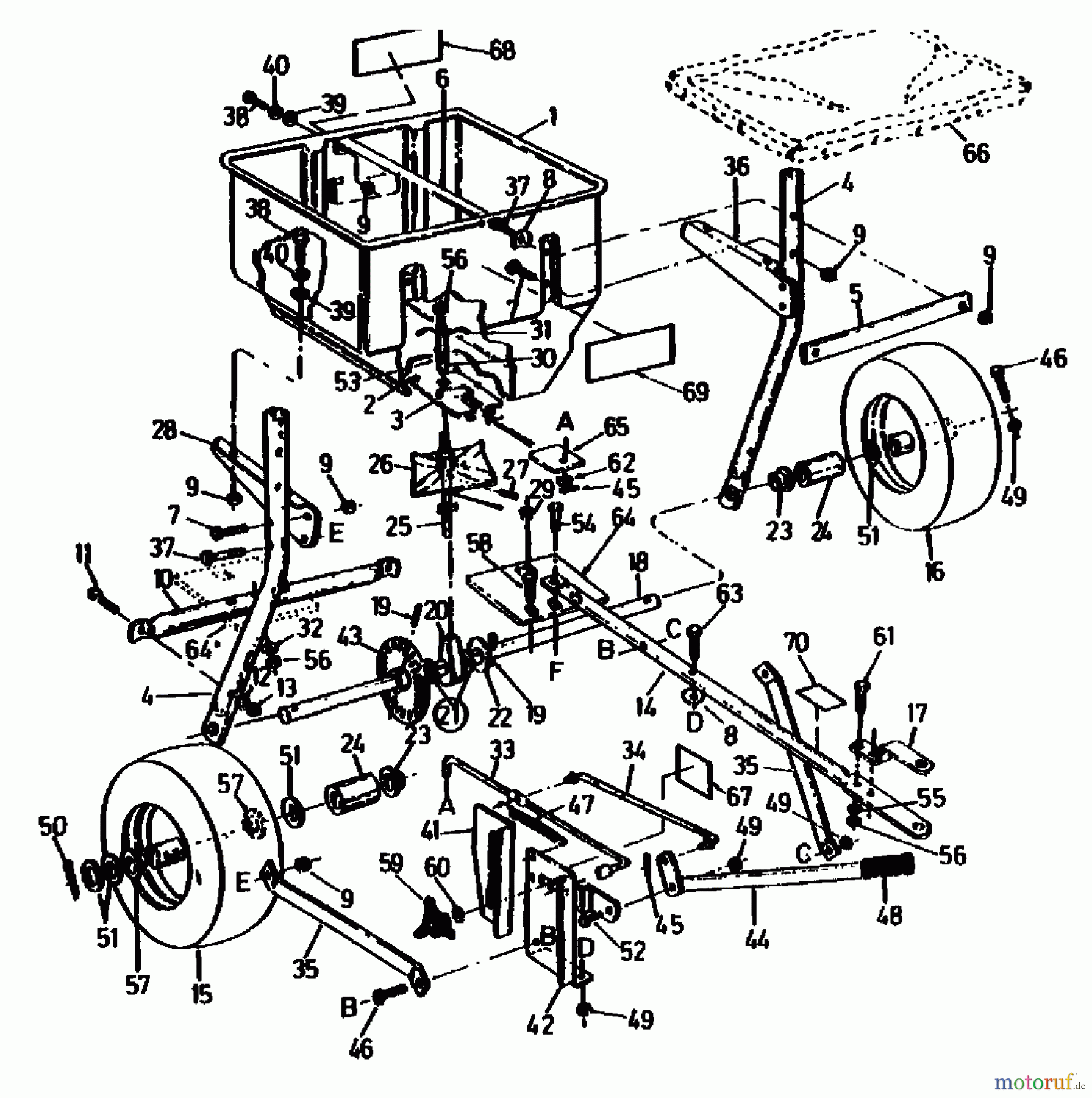  MTD Accessories Accessories garden and lawn tractors Spreader DS 70 04012.03  (1991) Basic machine
