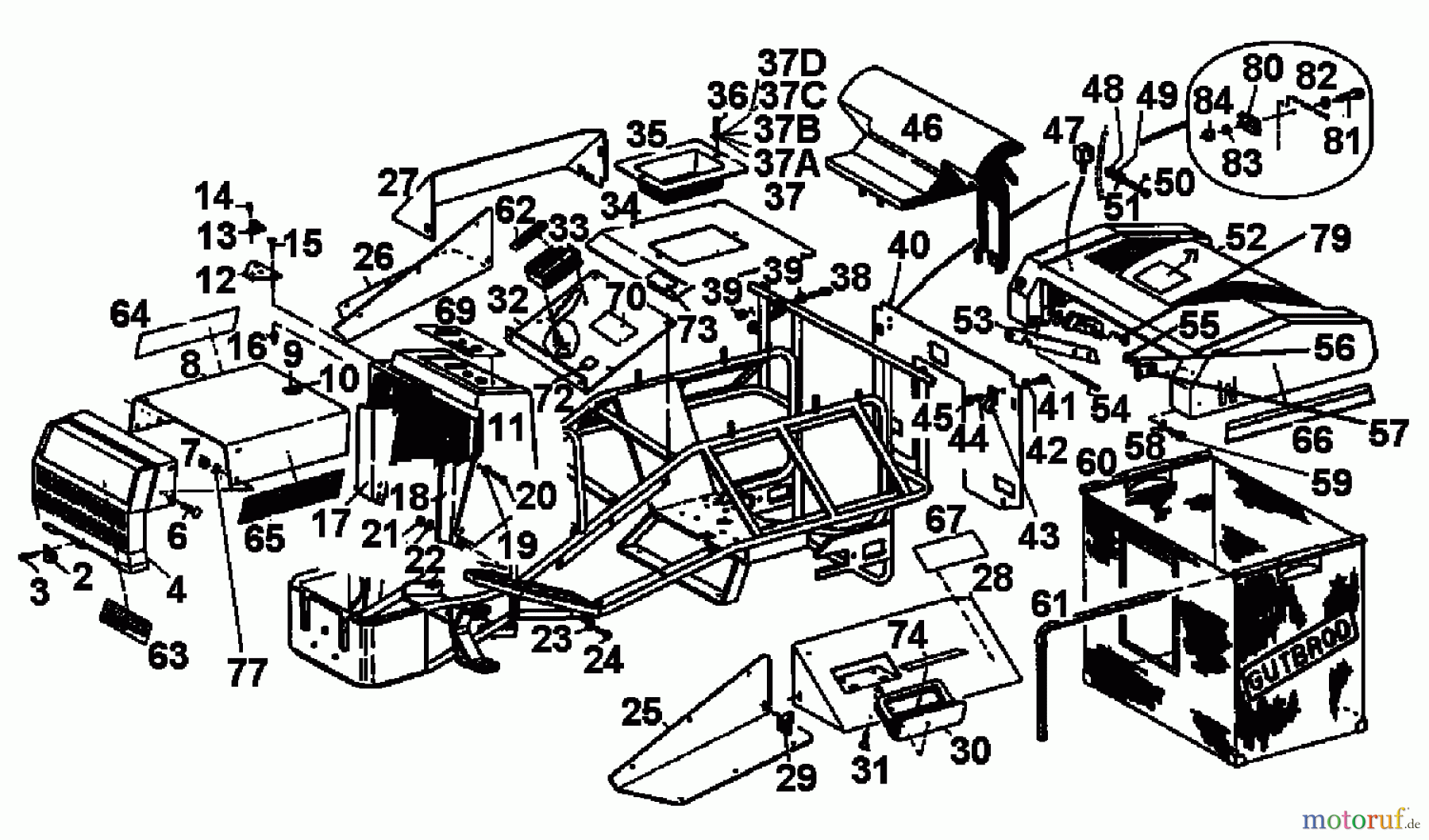Gutbrod Lawn tractors Sprint 1000 E 02840.07 (1994) Grass bag, Engine hood