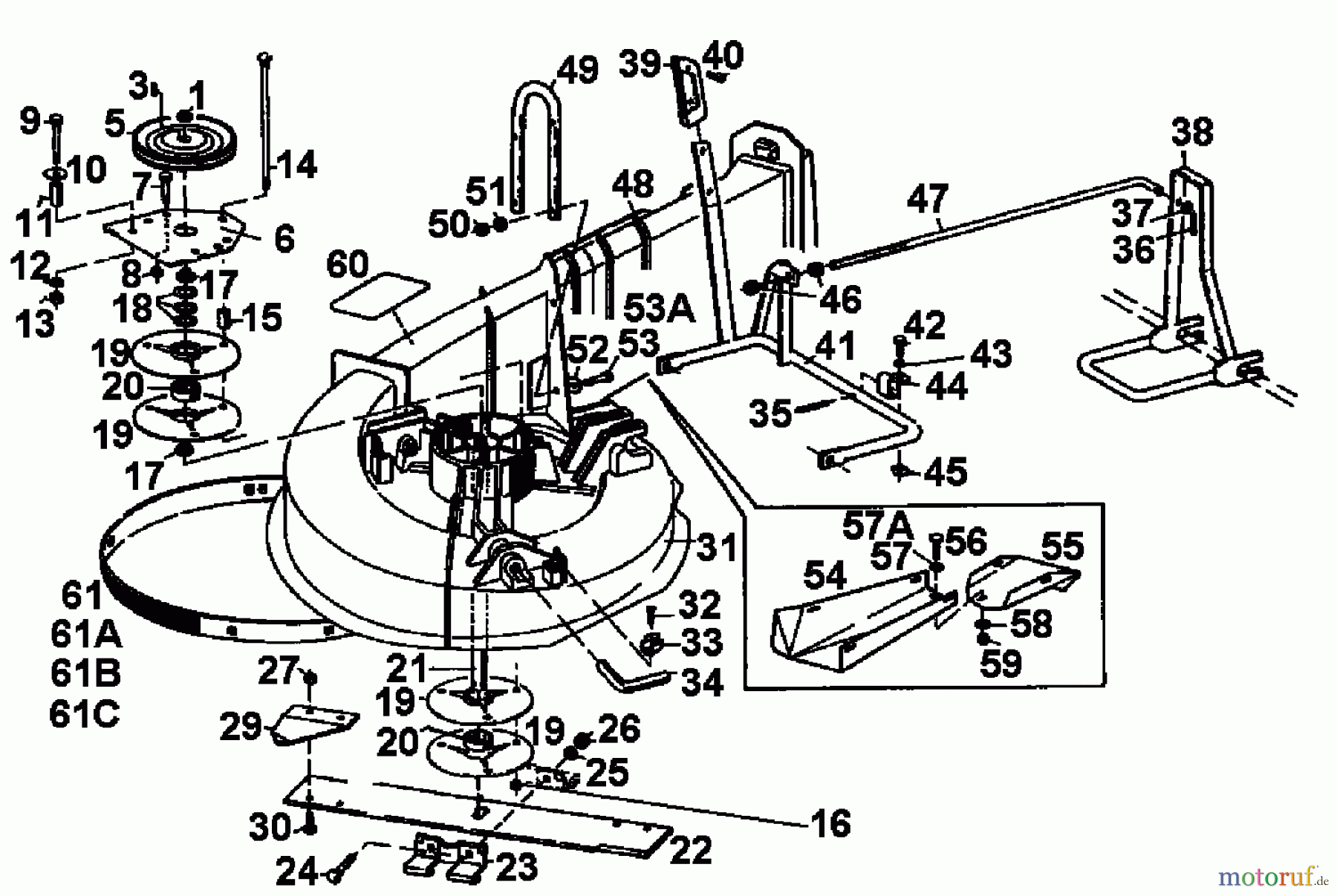 Gutbrod Tracteurs de pelouse Sprint 1000 E 02840.07 (1994) Plateau de coupe 66cm