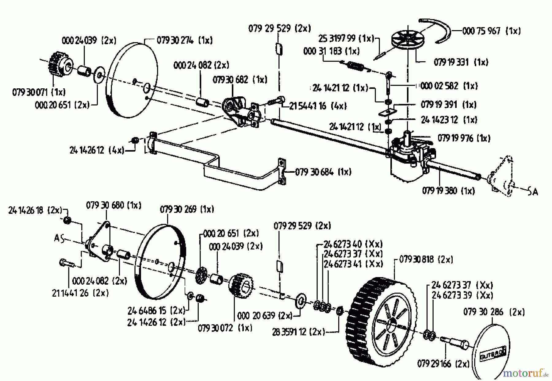  Gutbrod Petrol mower self propelled HB 48 REL 02815.02  (1994) Gearbox, Wheels