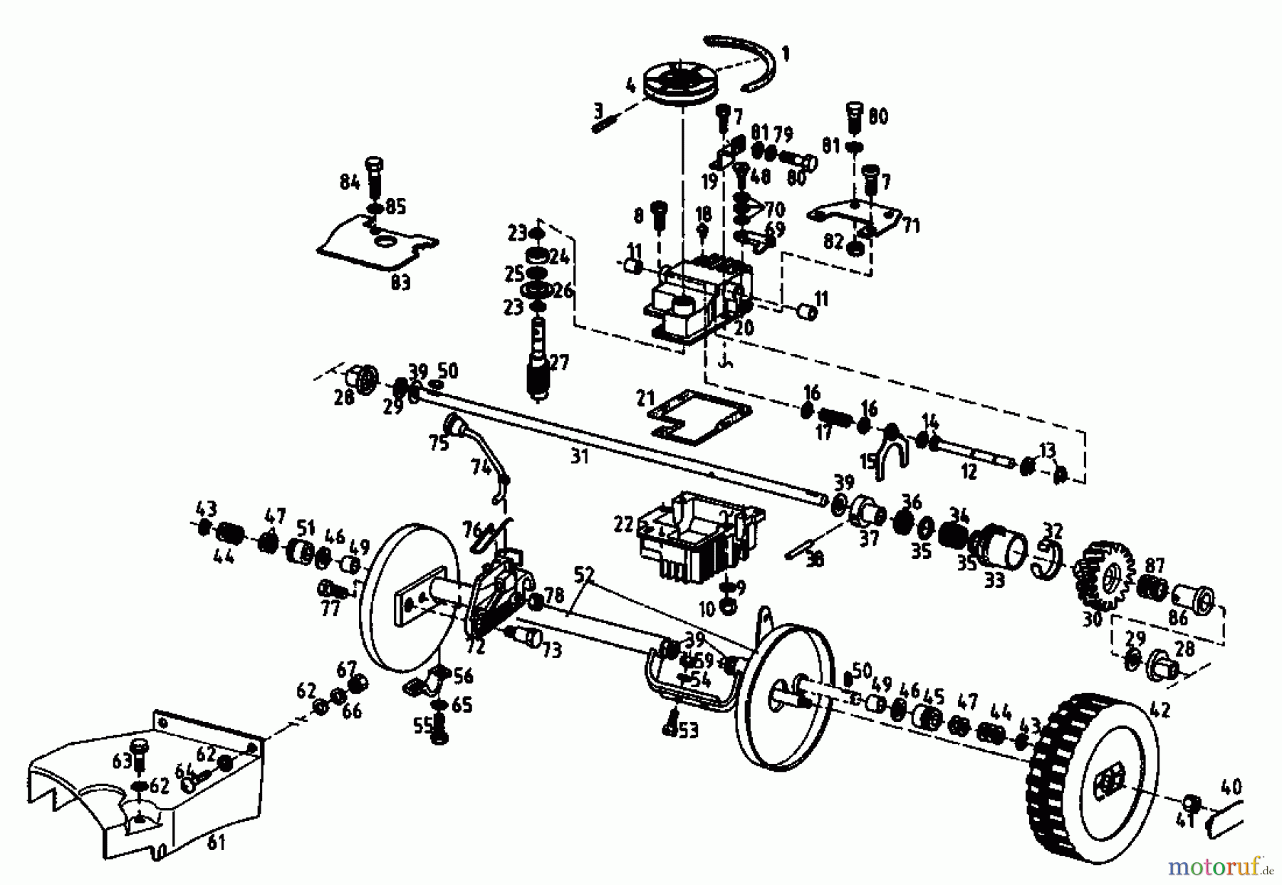  Gutbrod Petrol mower self propelled MH 454 RSB 04024.02  (1994) Gearbox, Wheels