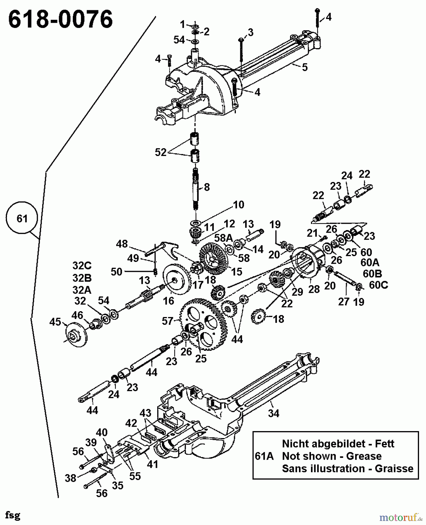  Raiffeisen Lawn tractors RMS 11-81 135C451D628  (1995) Gearbox 618-0076