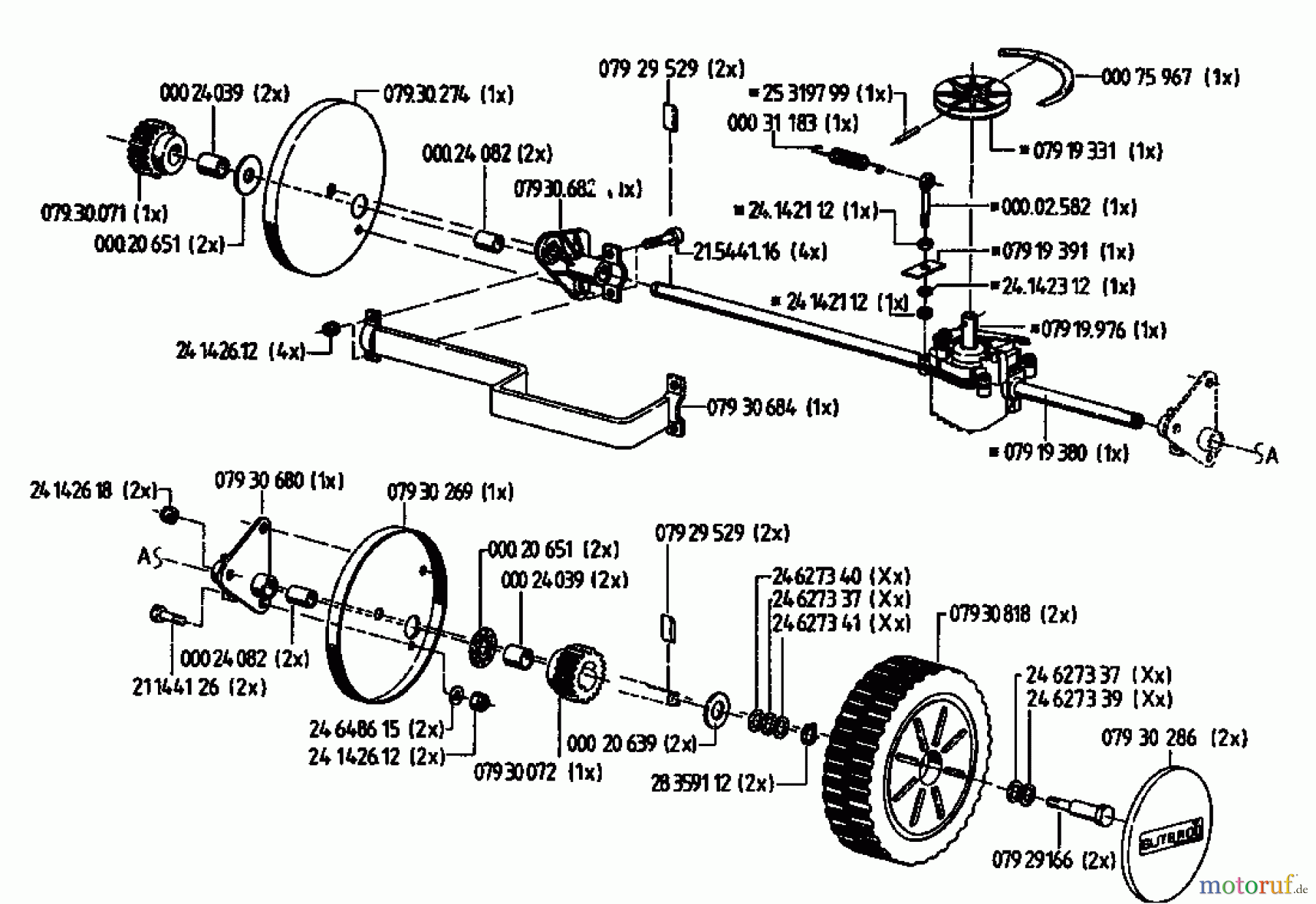  Gutbrod Petrol mower self propelled HB 48 RL 02815.01  (1994) Gearbox, Wheels