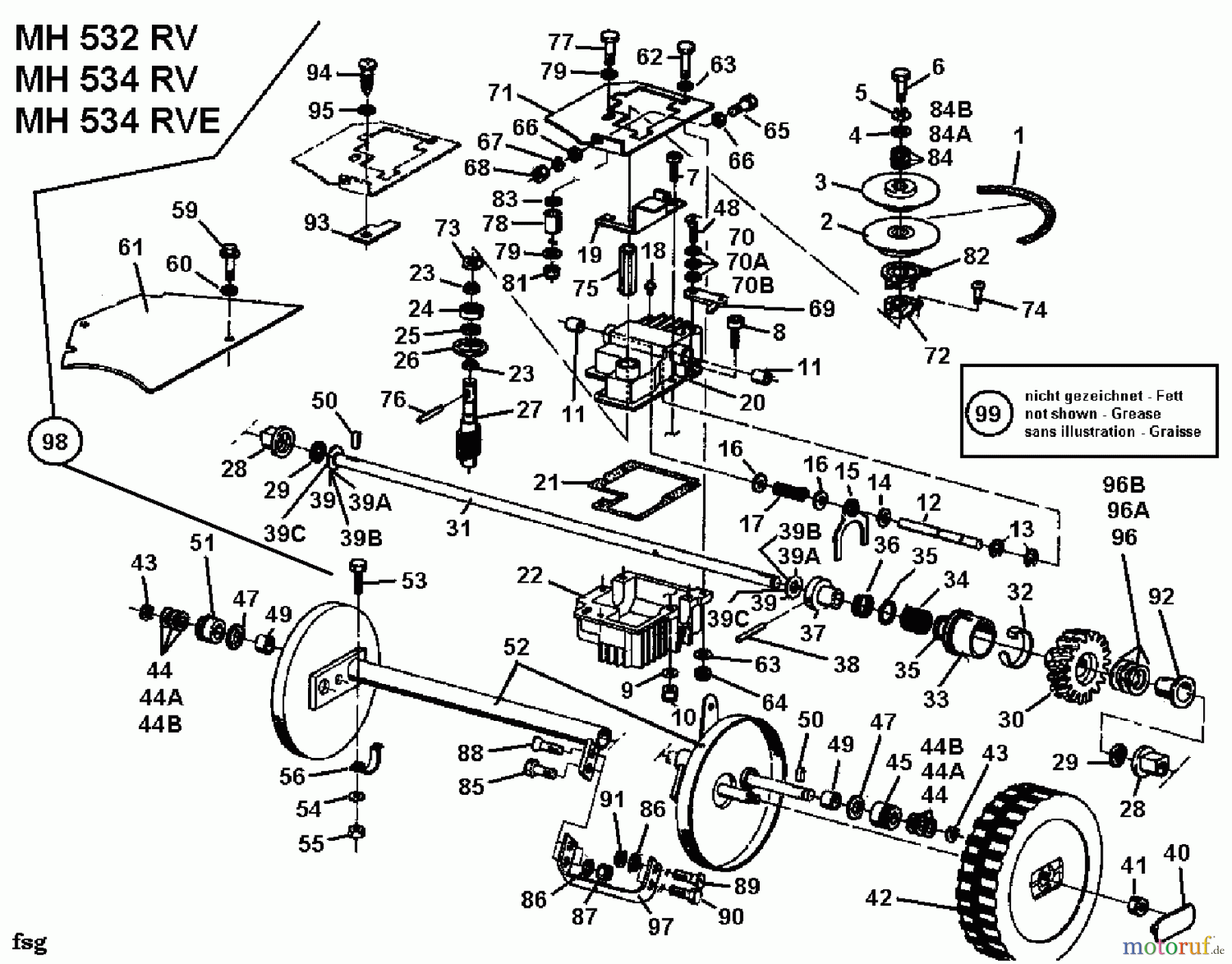  Gutbrod Petrol mower self propelled MH 534 RV 04007.02  (1993) Gearbox, Wheels