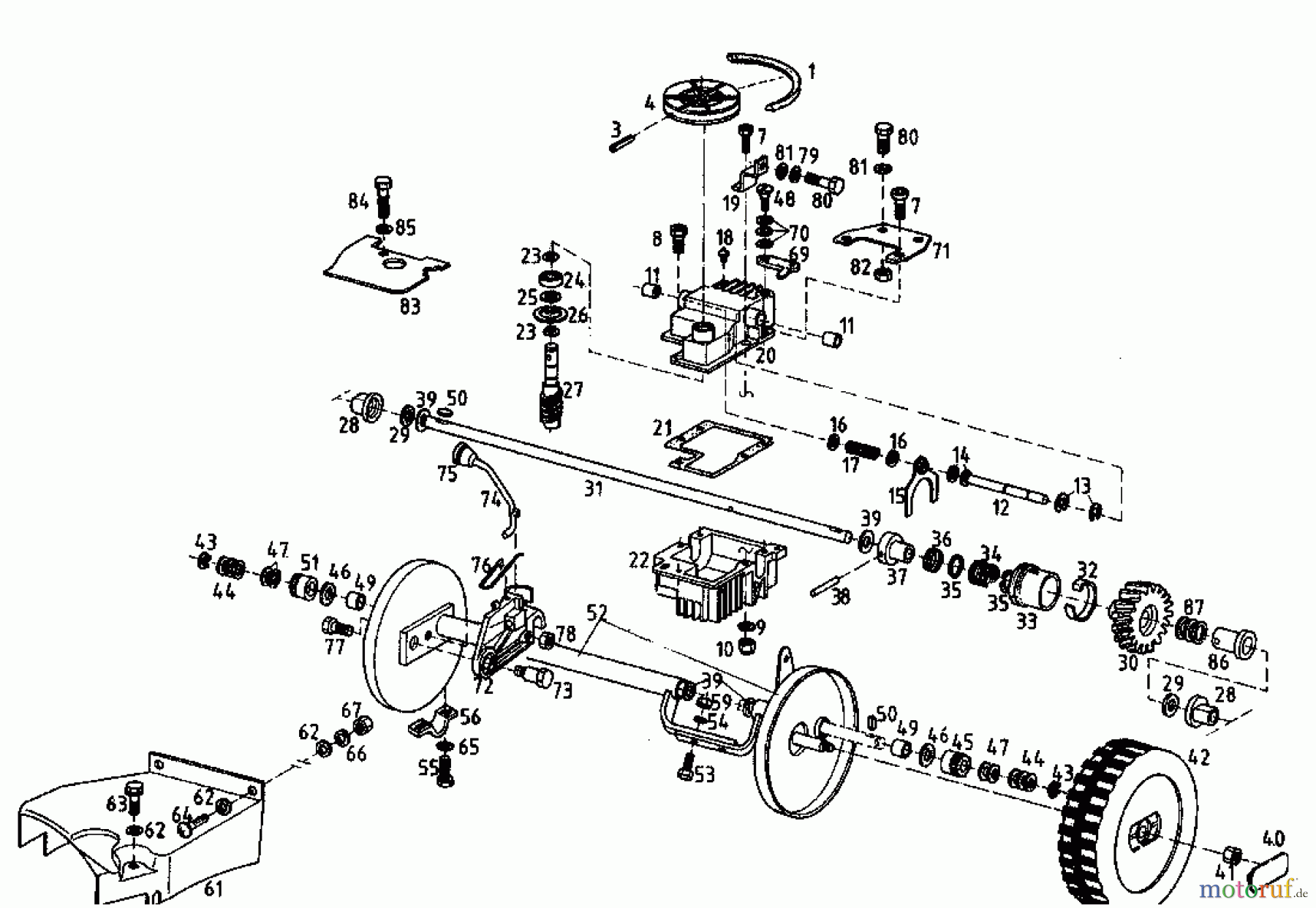  Gutbrod Petrol mower self propelled MH 454 RB 04024.02  (1995) Gearbox, Wheels